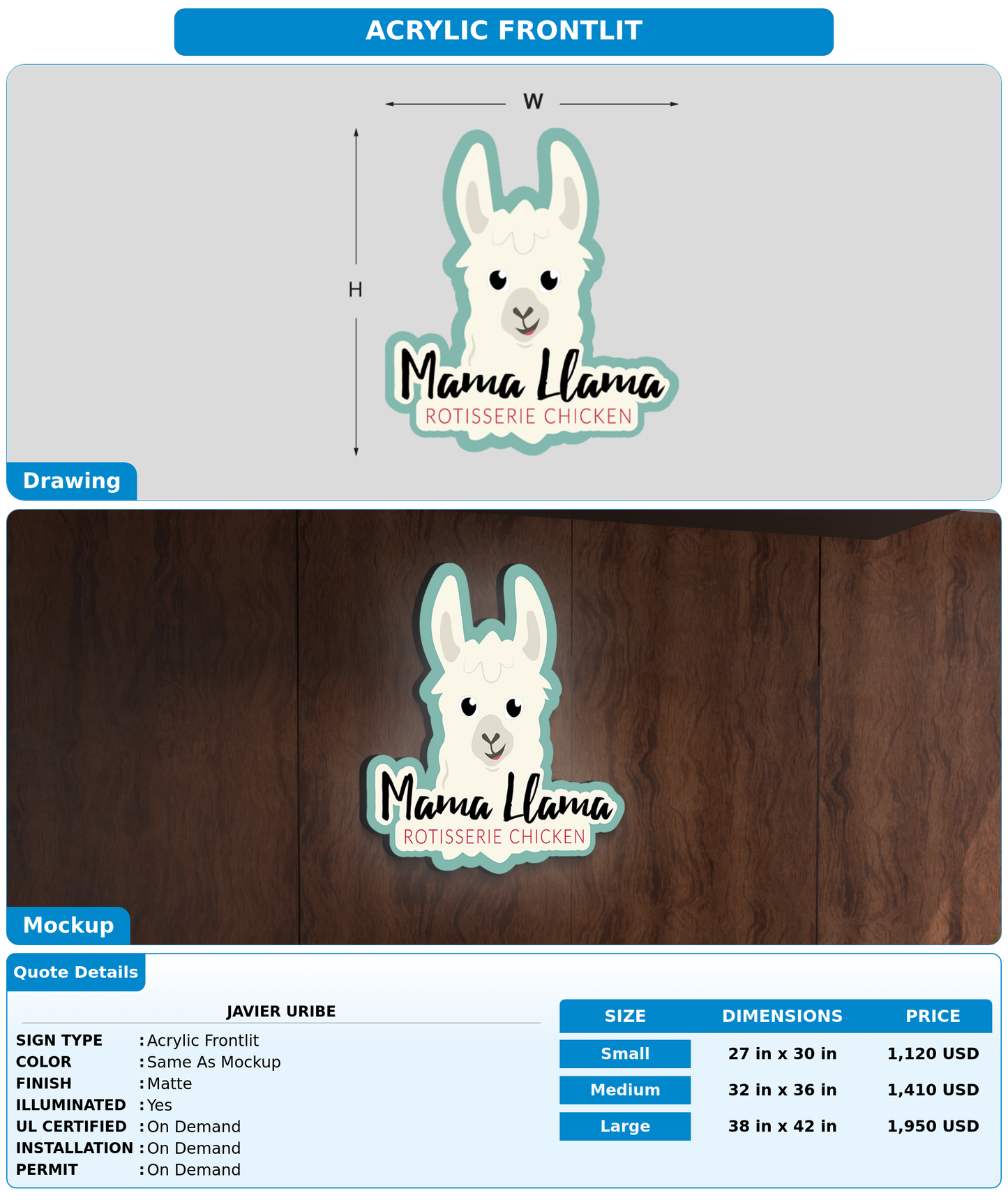 CUSTOM MOCKUP SIGN FOR Javier Uribe