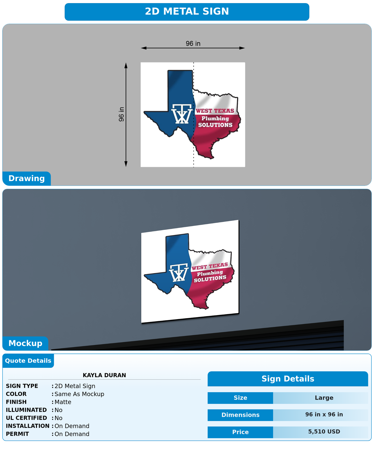 CUSTOM MOCKUP SIGN FOR Kayla Duran