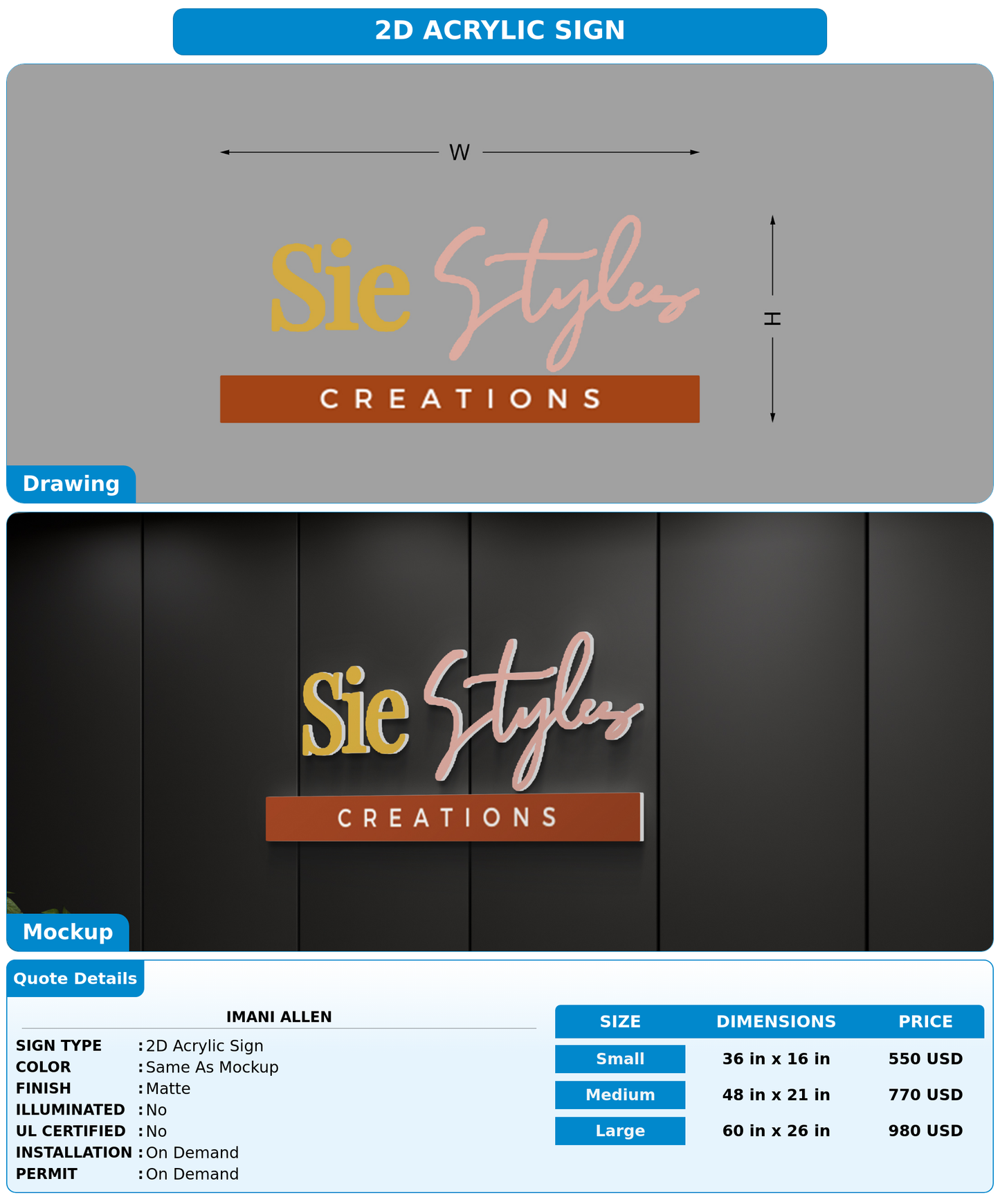 CUSTOM MOCKUP SIGN FOR Imani Allen