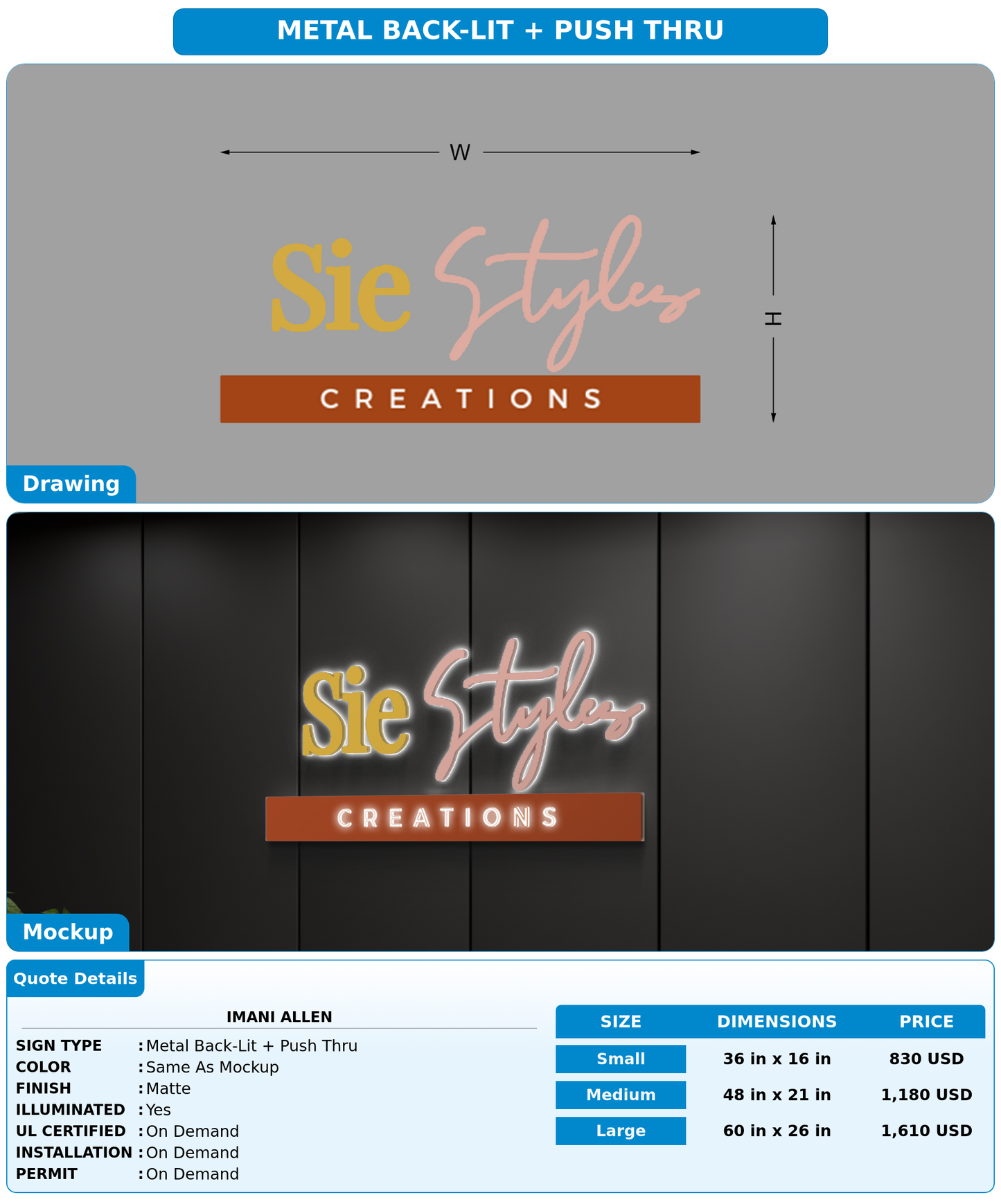 CUSTOM MOCKUP SIGN FOR Imani Allen