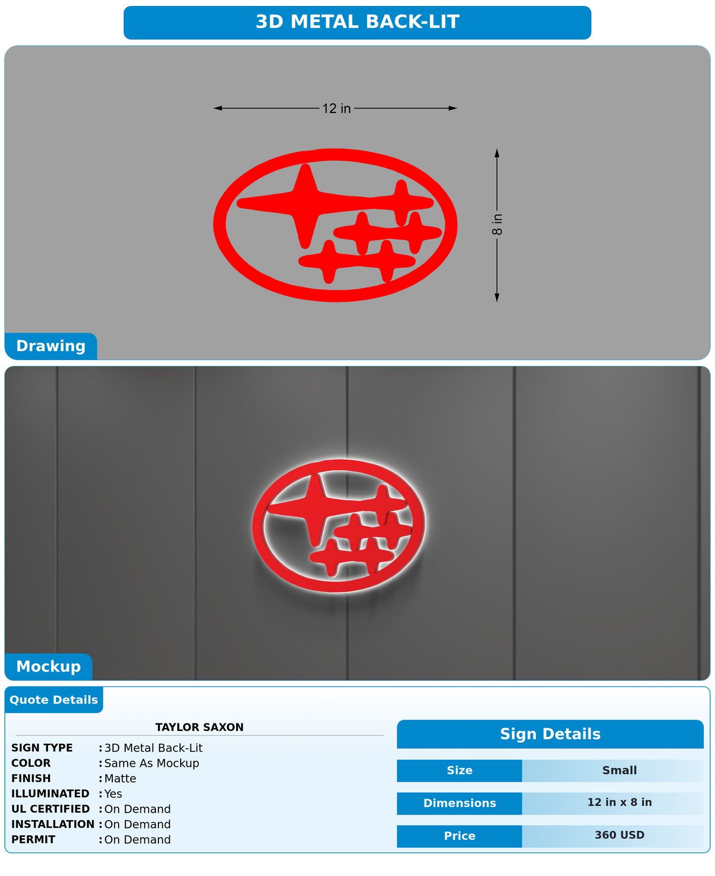 CUSTOM MOCKUP SIGN FOR Taylor Saxon