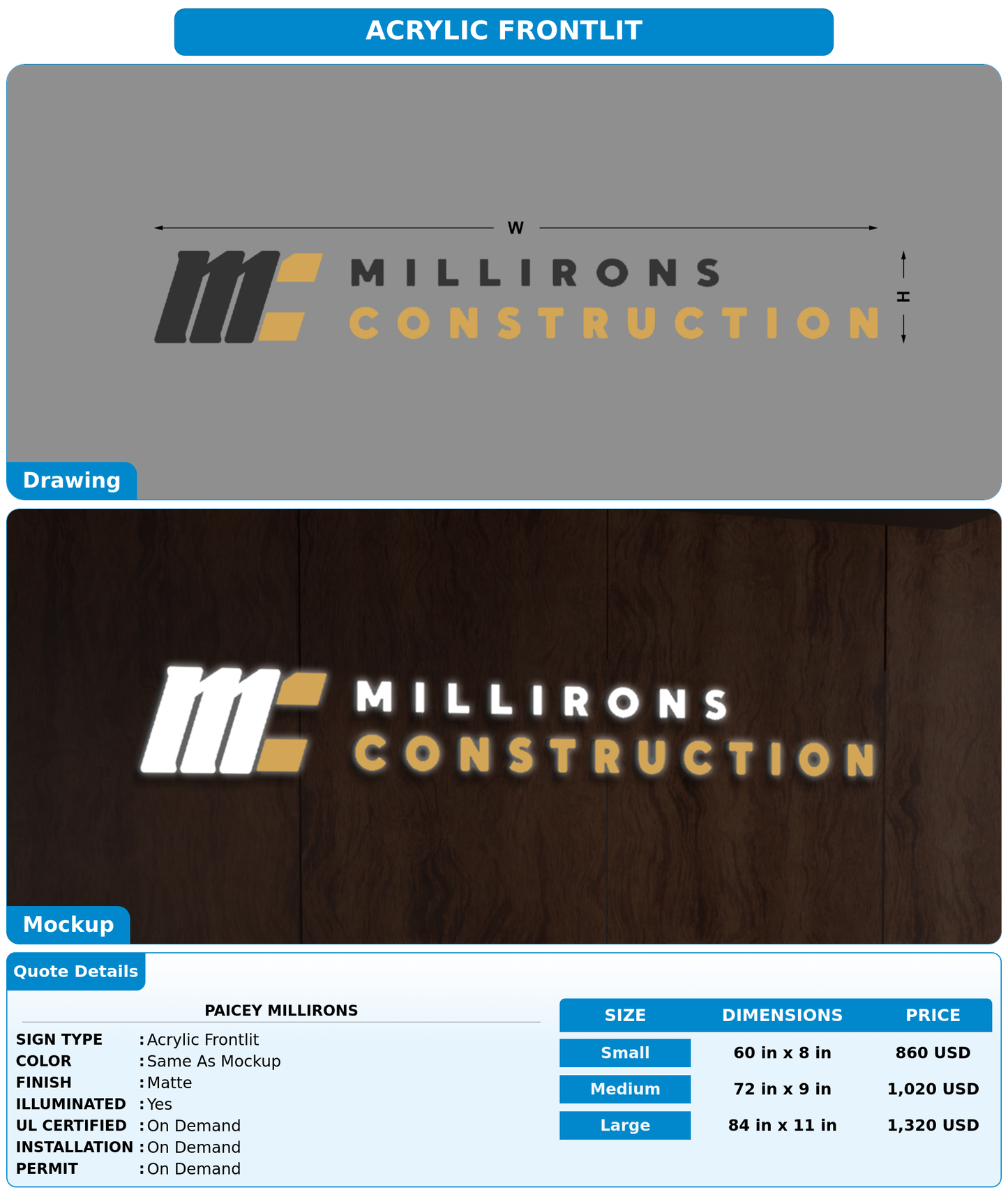 CUSTOM MOCKUP SIGN FOR paicey millirons