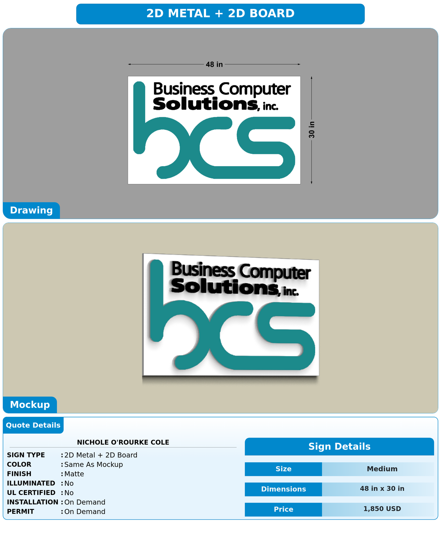 CUSTOM MOCKUP SIGN FOR Nichole O'Rourke Cole