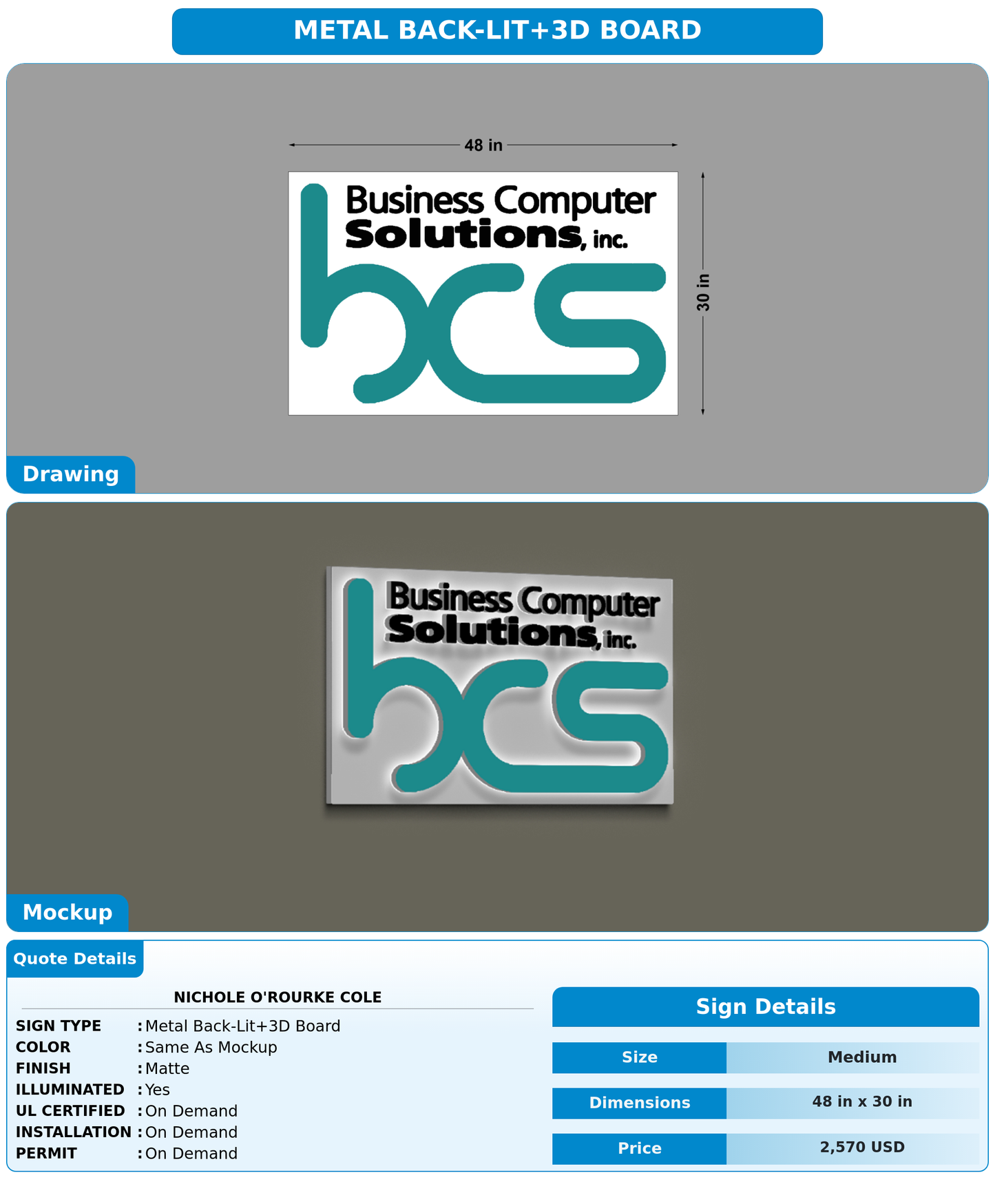CUSTOM MOCKUP SIGN FOR Nichole O'Rourke Cole