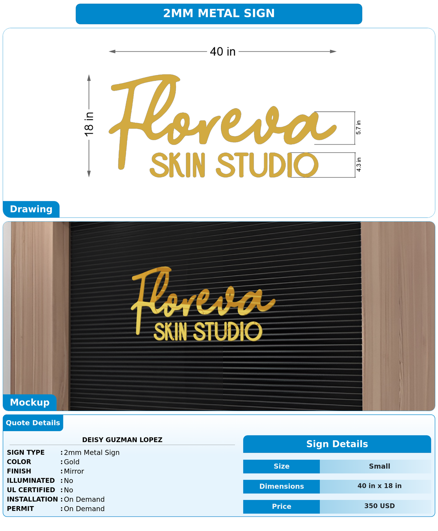 CUSTOM MOCKUP SIGN FOR Deisy Guzman Lopez