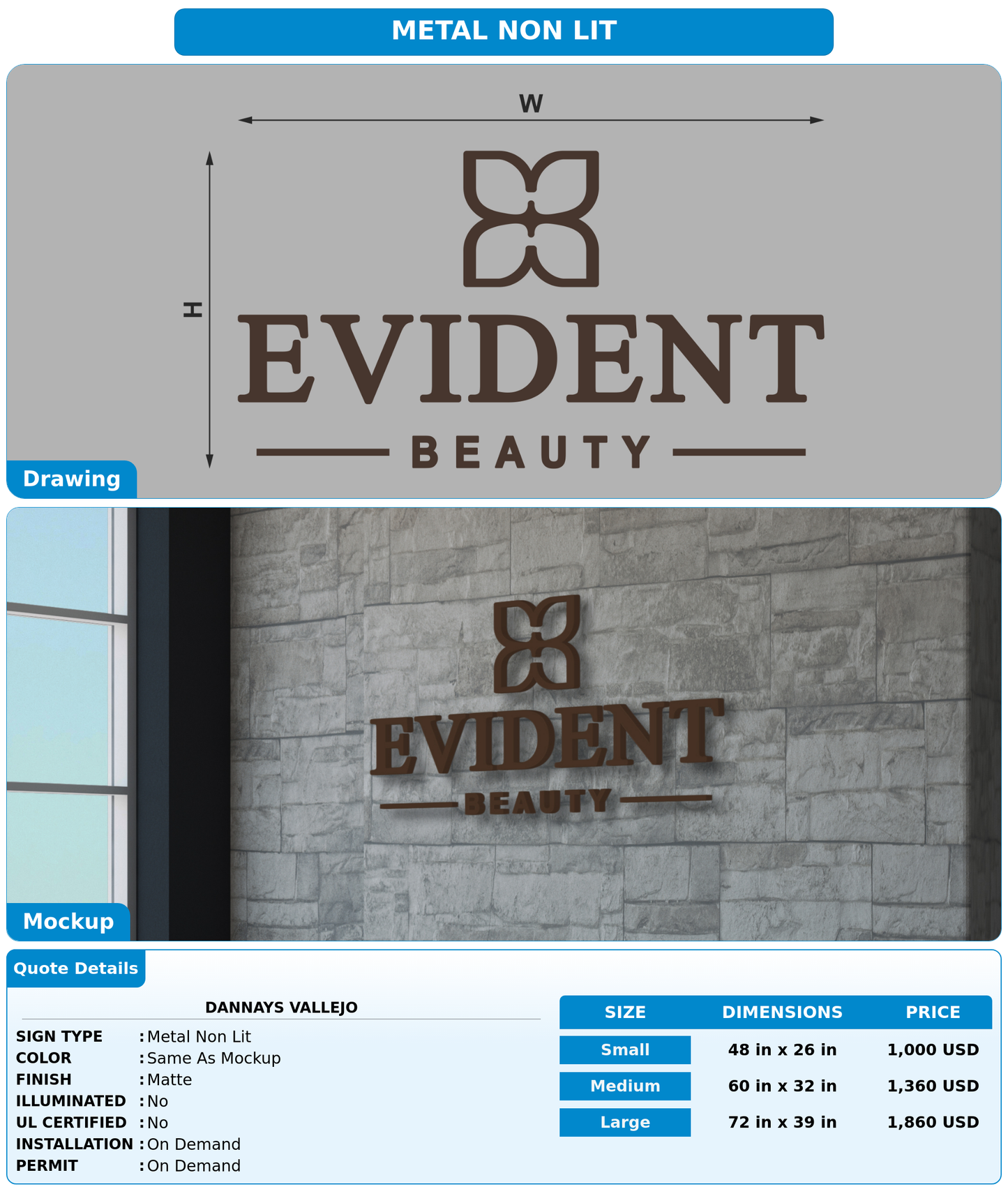 CUSTOM MOCKUP SIGN FOR Dannays Vallejo