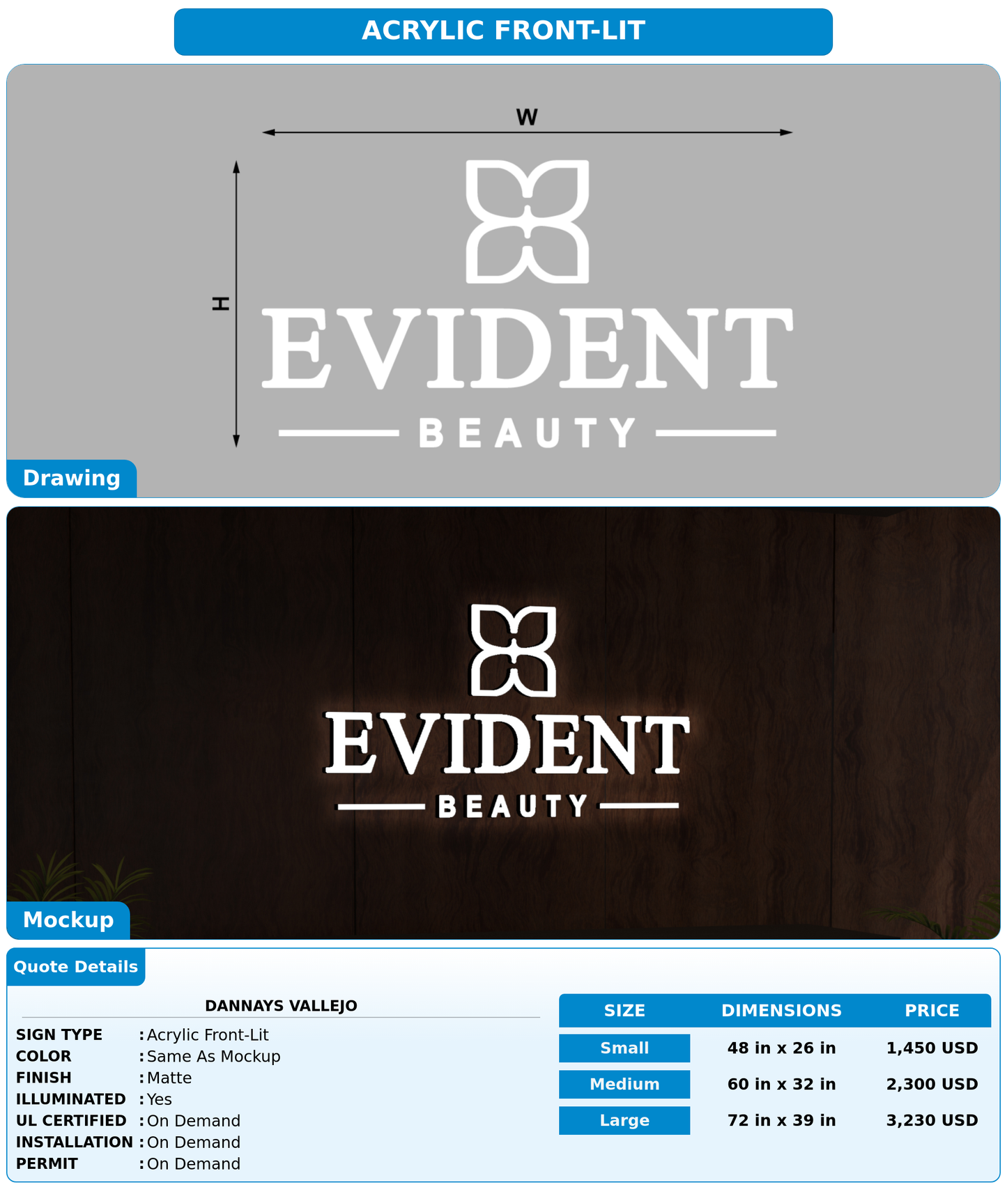 CUSTOM MOCKUP SIGN FOR Dannays Vallejo