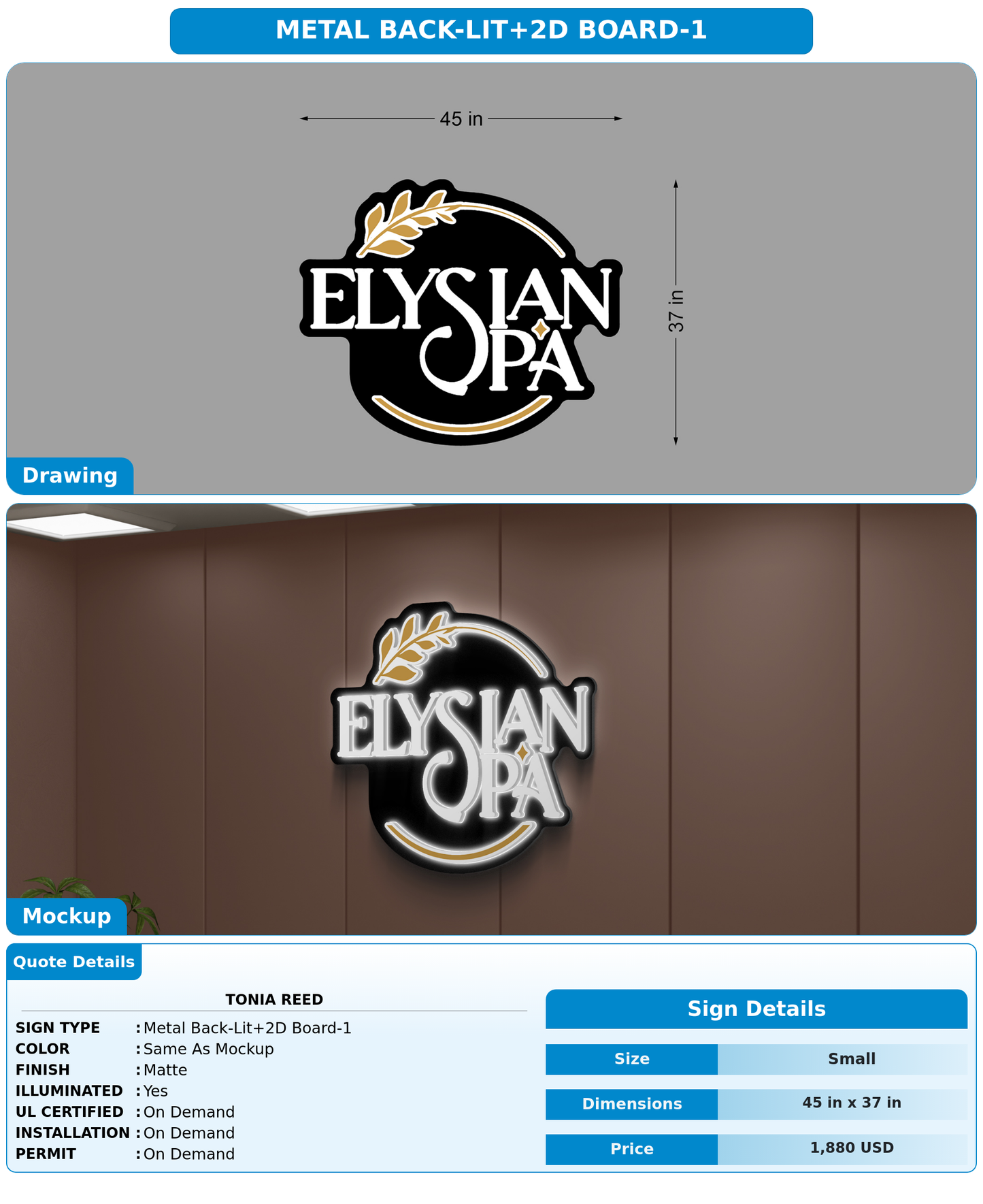 CUSTOM MOCKUP SIGN FOR Tonia Reed