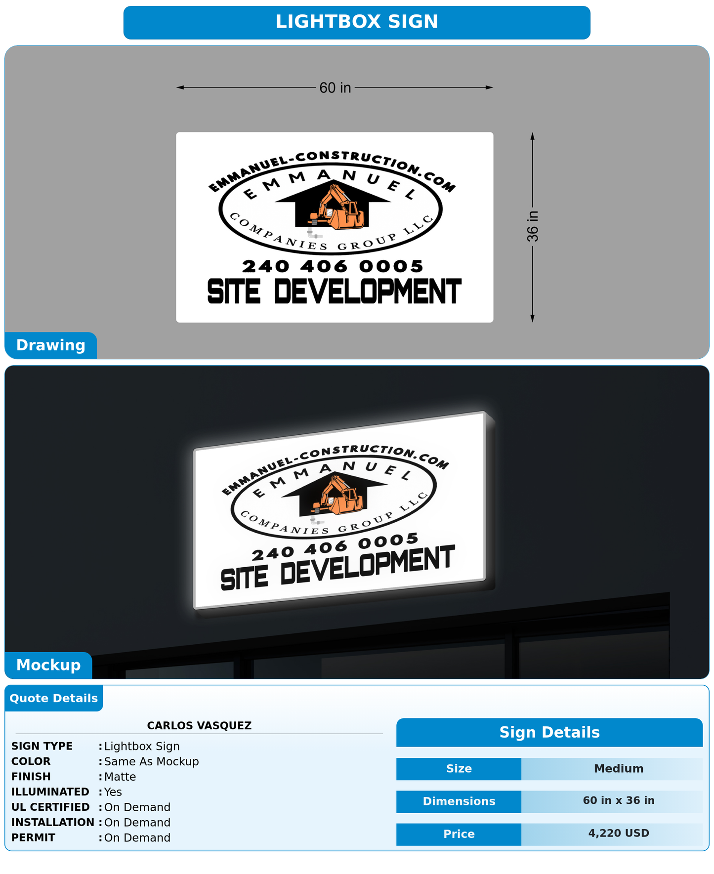 CUSTOM MOCKUP SIGN FOR Carlos Vasquez