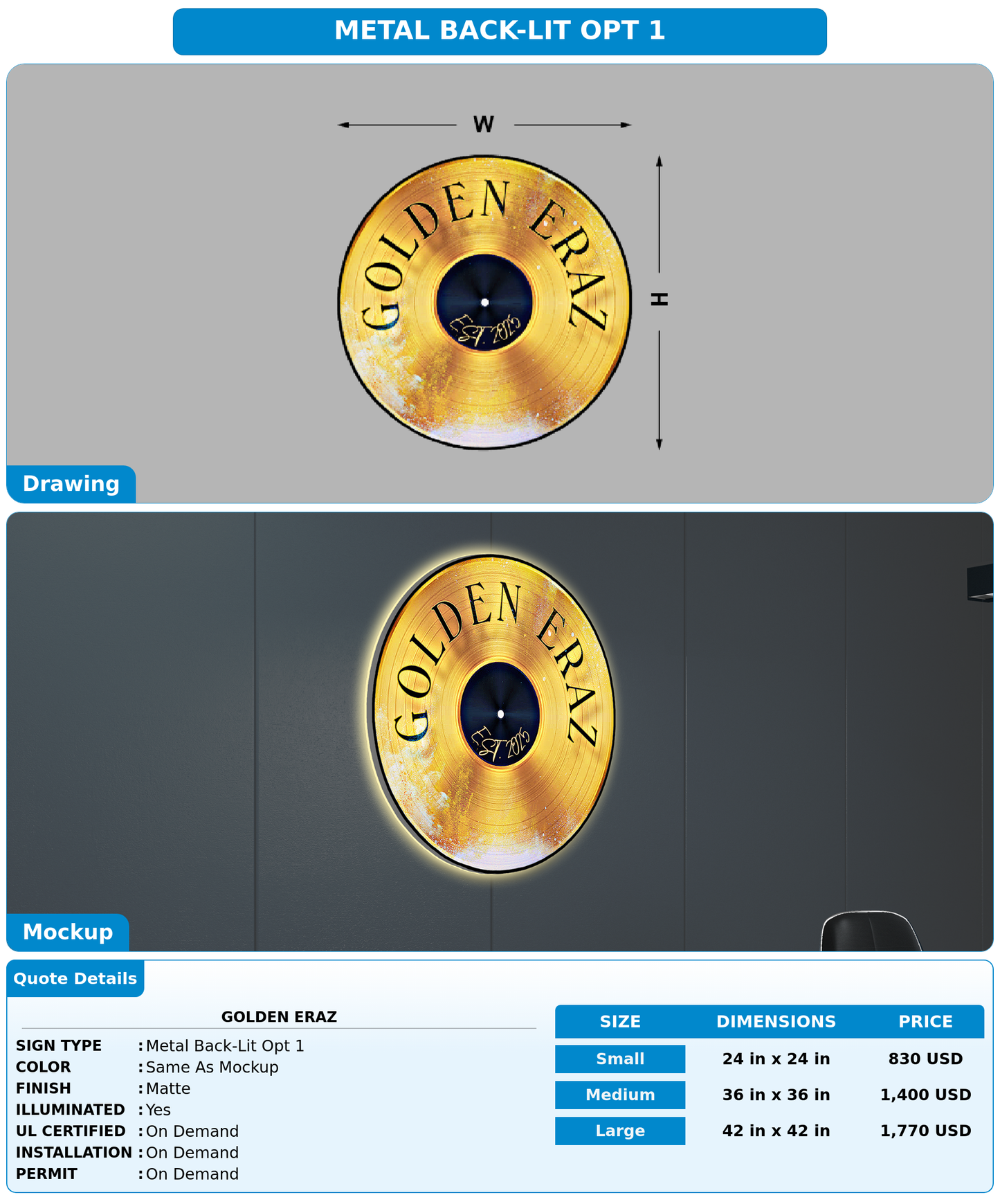 CUSTOM MOCKUP SIGN FOR Golden Eraz