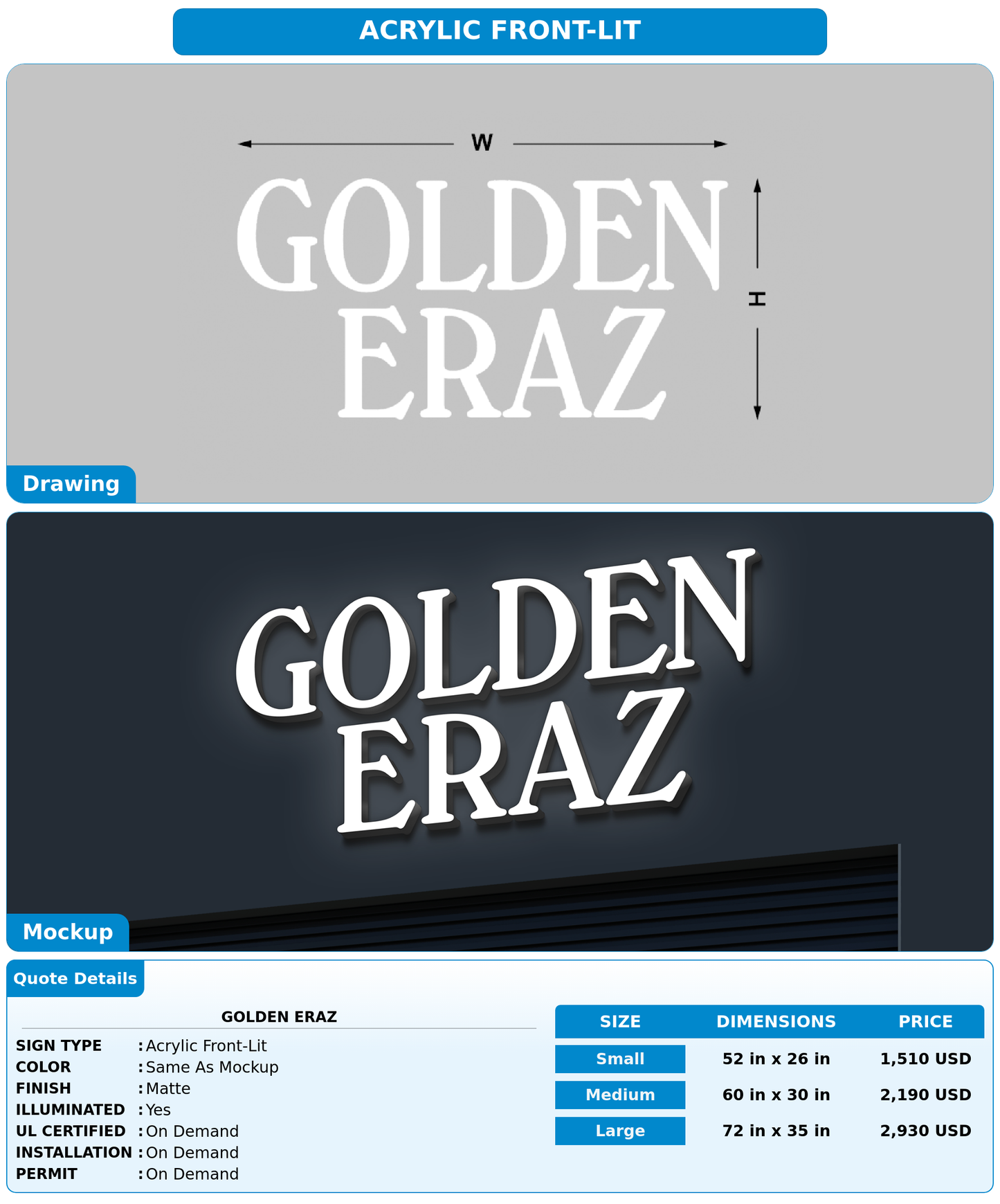 CUSTOM MOCKUP SIGN FOR Golden Eraz