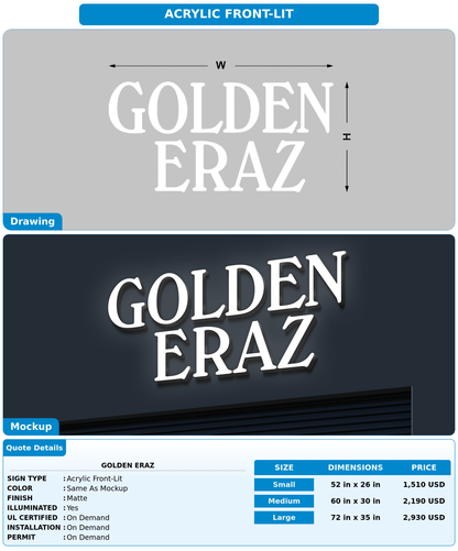 CUSTOM MOCKUP SIGN FOR Golden Eraz