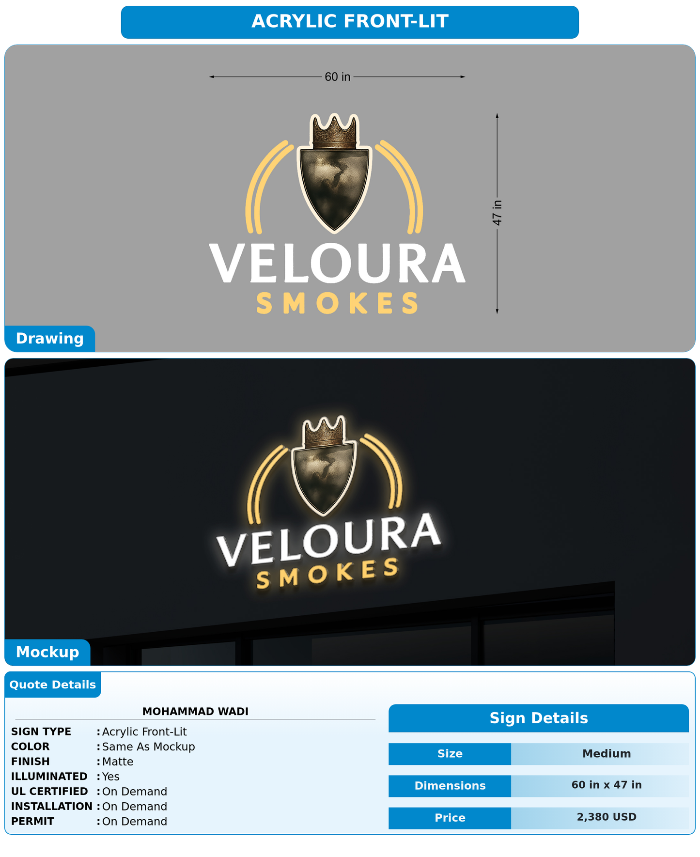 CUSTOM MOCKUP SIGN FOR Mohammad Wadi