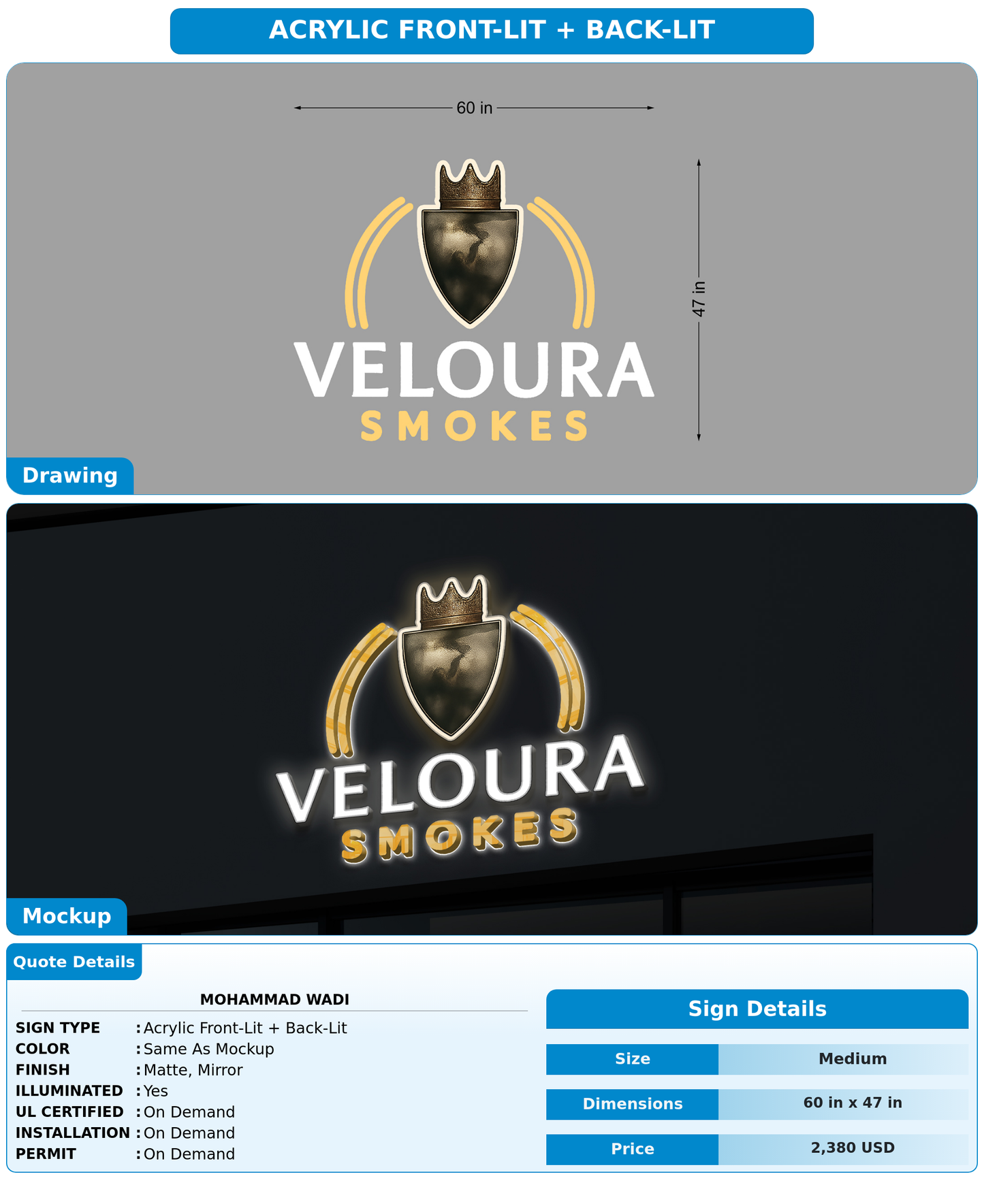 CUSTOM MOCKUP SIGN FOR Mohammad Wadi
