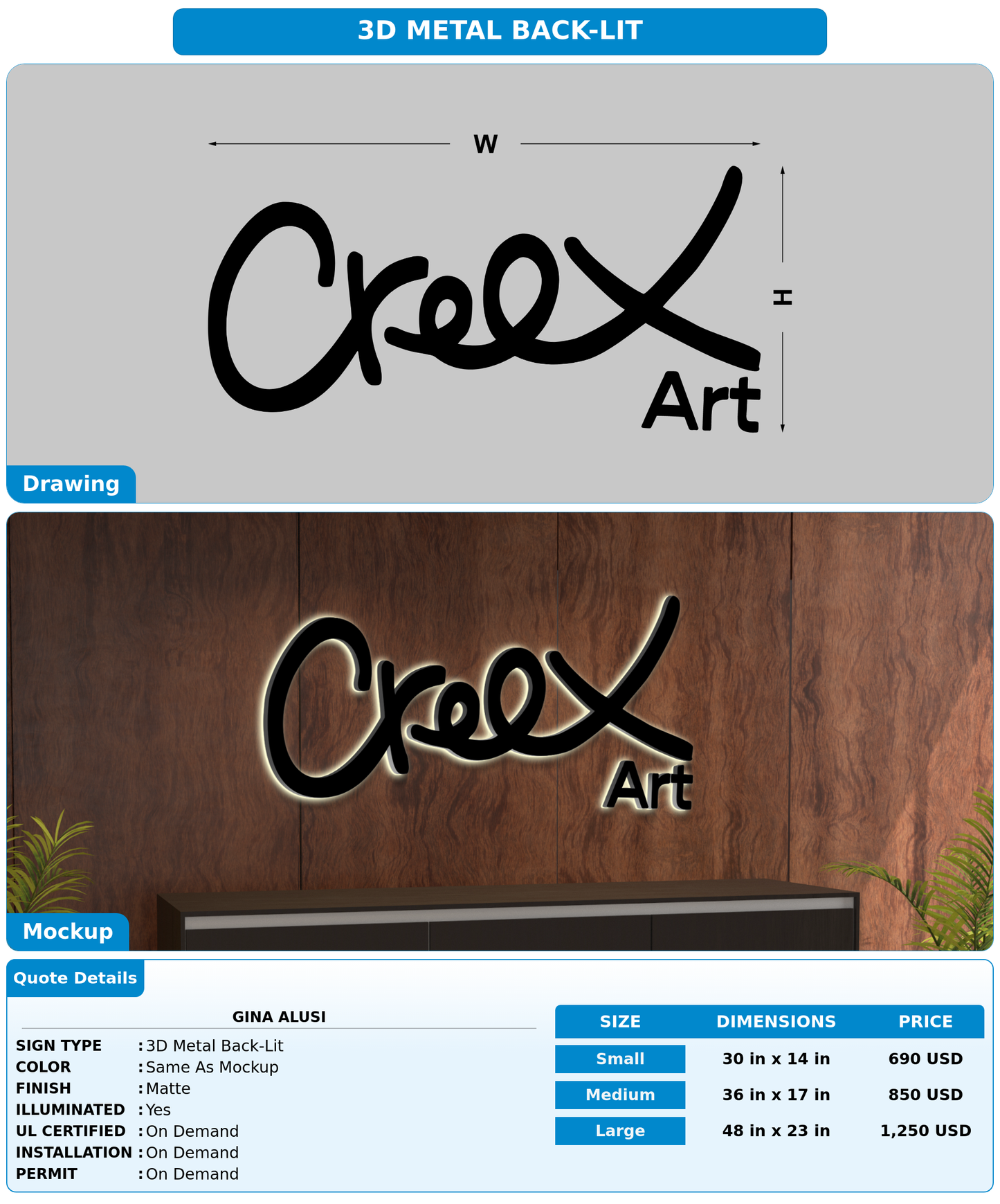 CUSTOM MOCKUP SIGN FOR Gina Alusi
