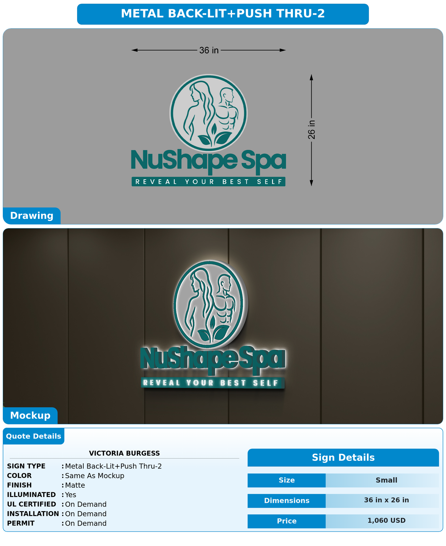 CUSTOM MOCKUP SIGN FOR Victoria Burgess