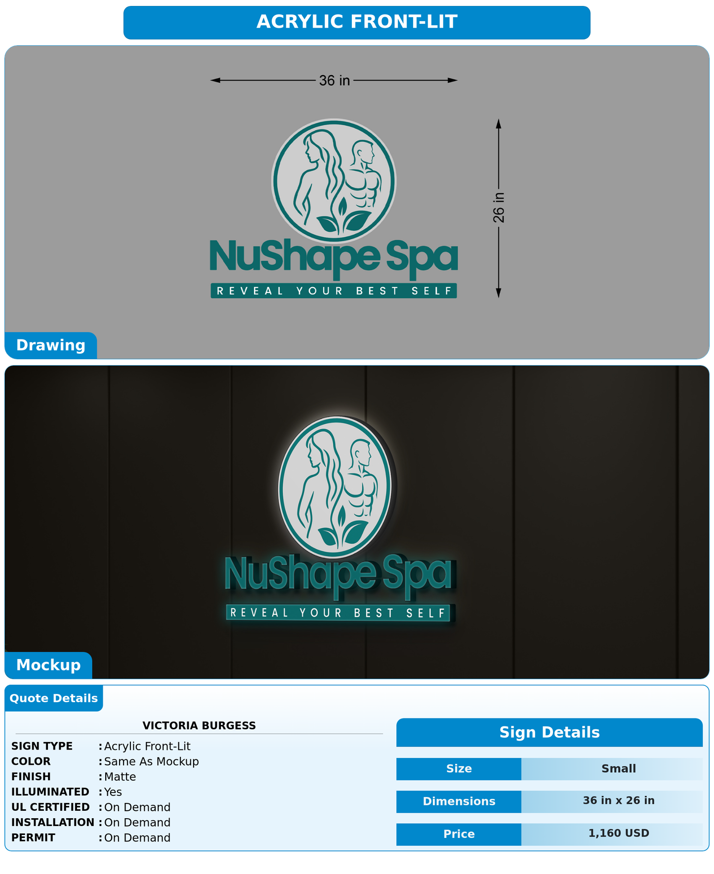 CUSTOM MOCKUP SIGN FOR Victoria Burgess