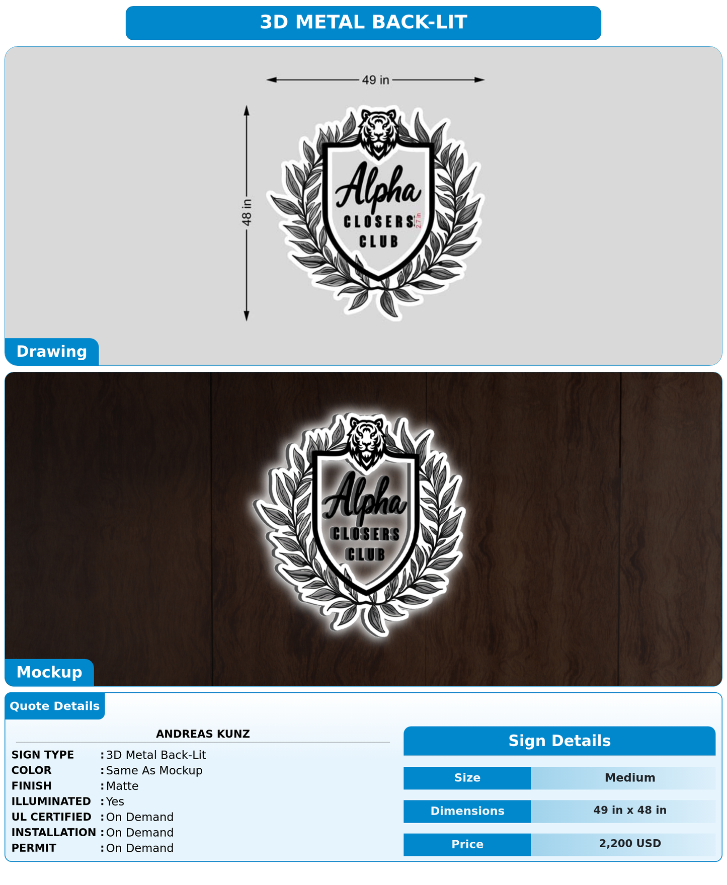 CUSTOM MOCKUP SIGN FOR Andreas Kunz