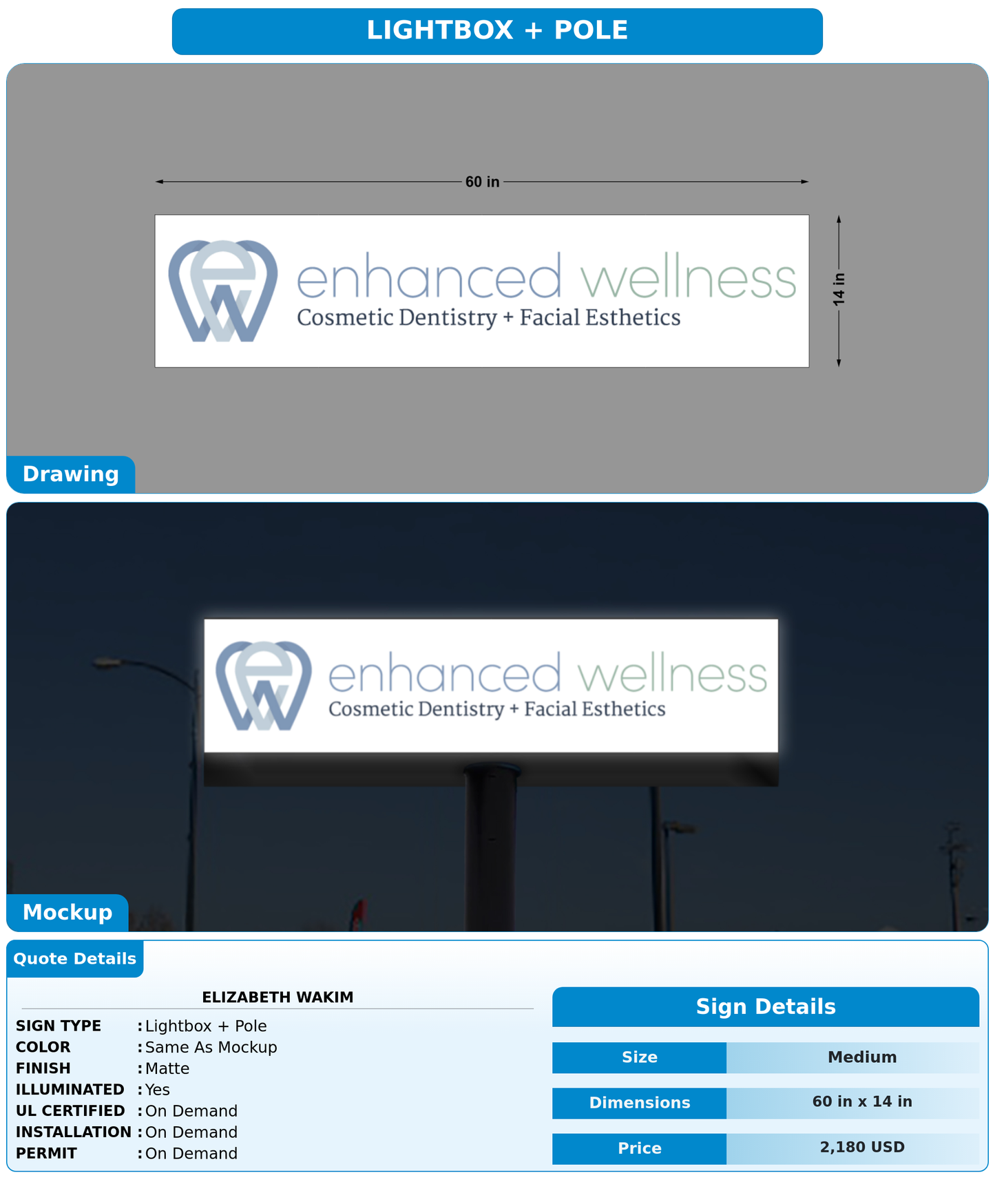 CUSTOM MOCKUP SIGN FOR Elizabeth Wakim
