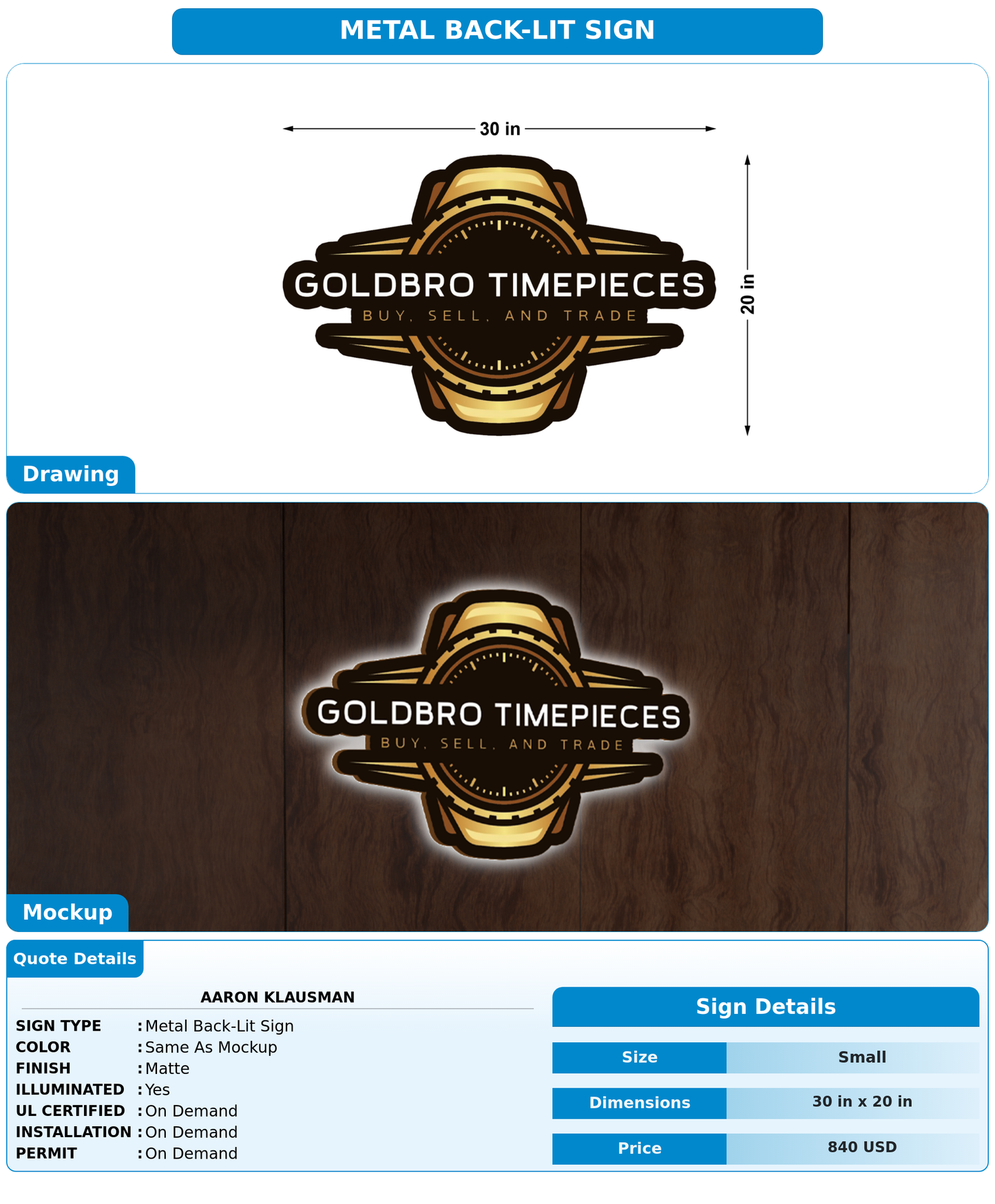 CUSTOM MOCKUP SIGN FOR aaron klausman