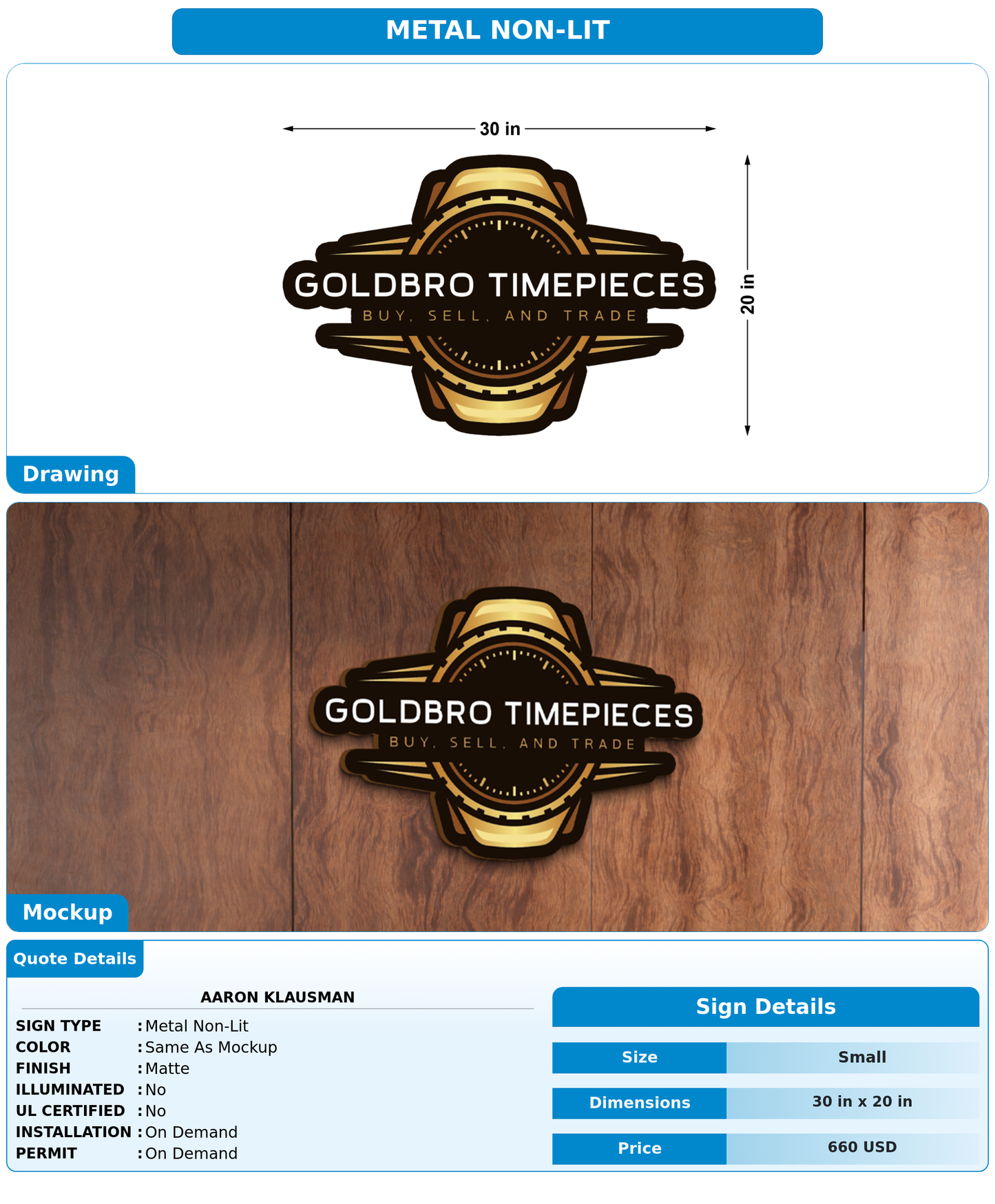 CUSTOM MOCKUP SIGN FOR aaron klausman