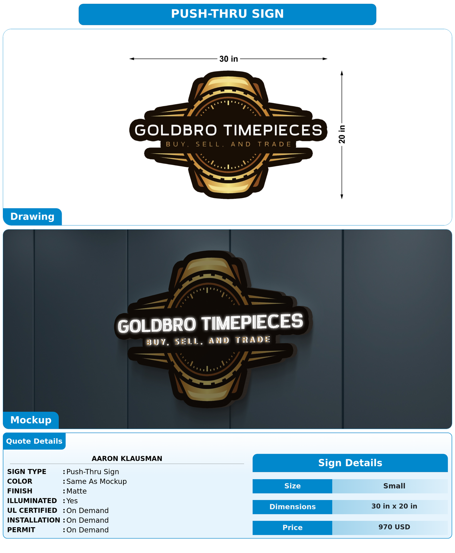 CUSTOM MOCKUP SIGN FOR aaron klausman