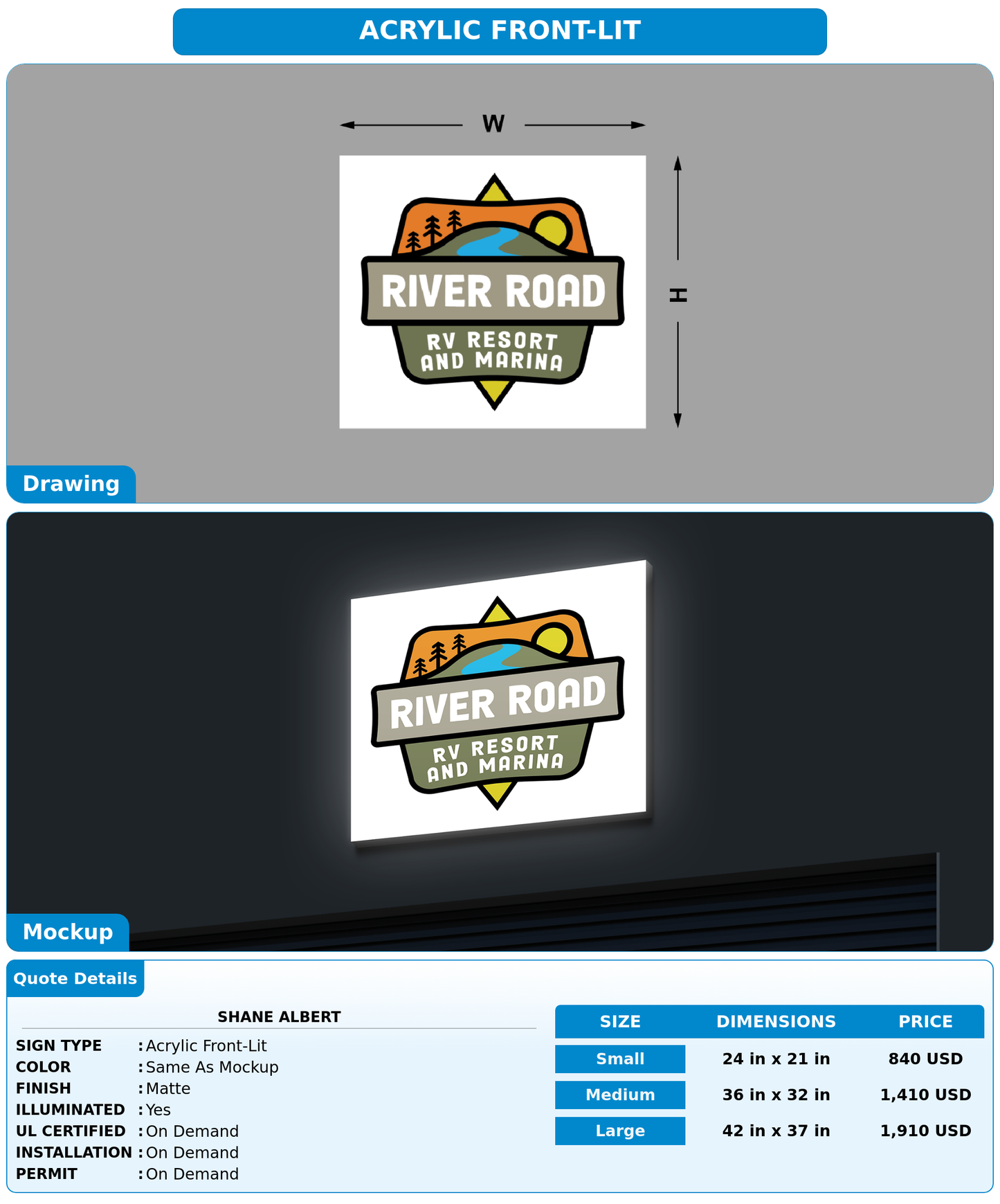 CUSTOM MOCKUP SIGN FOR Shane Albert