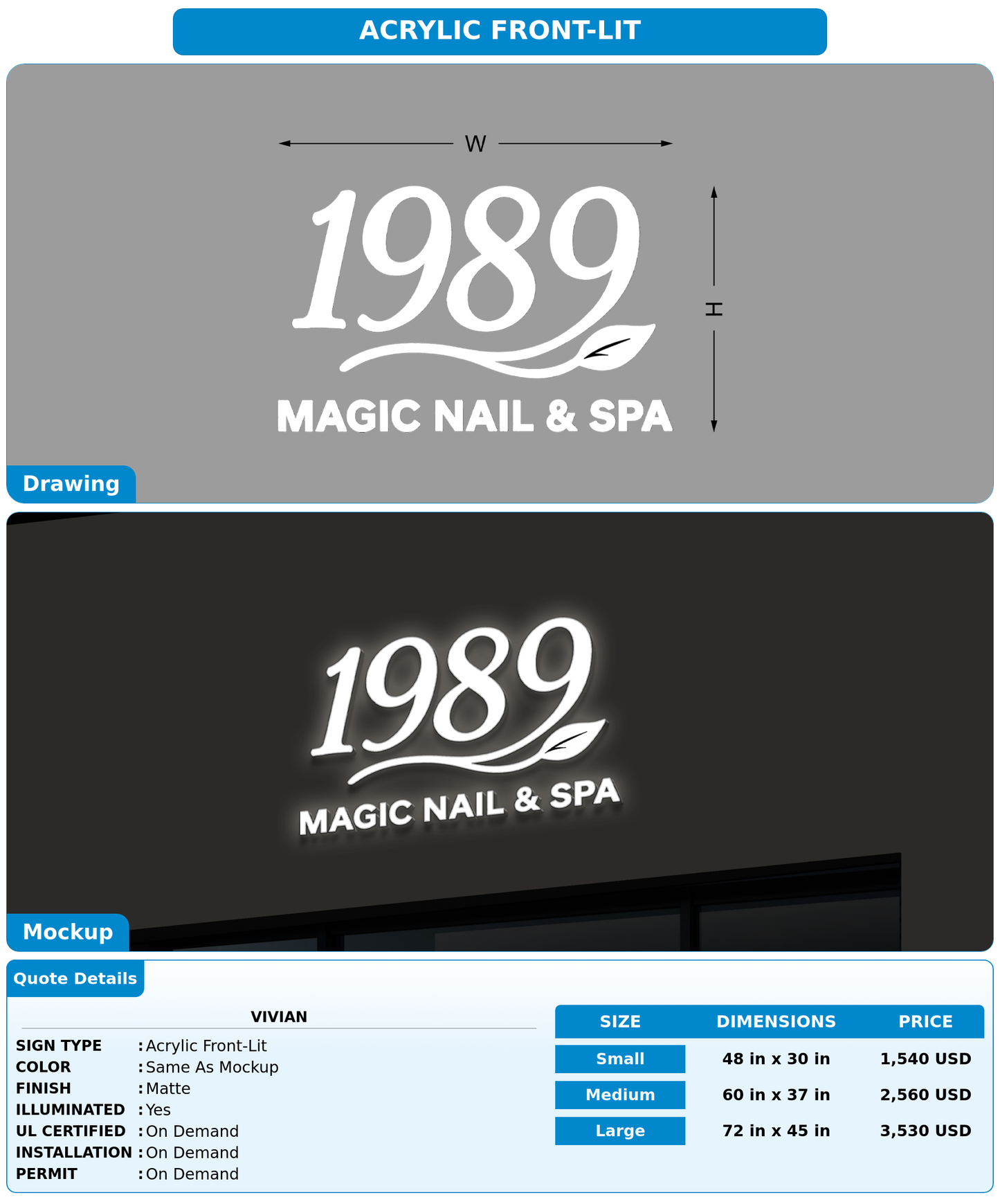 CUSTOM MOCKUP SIGN FOR Vivian