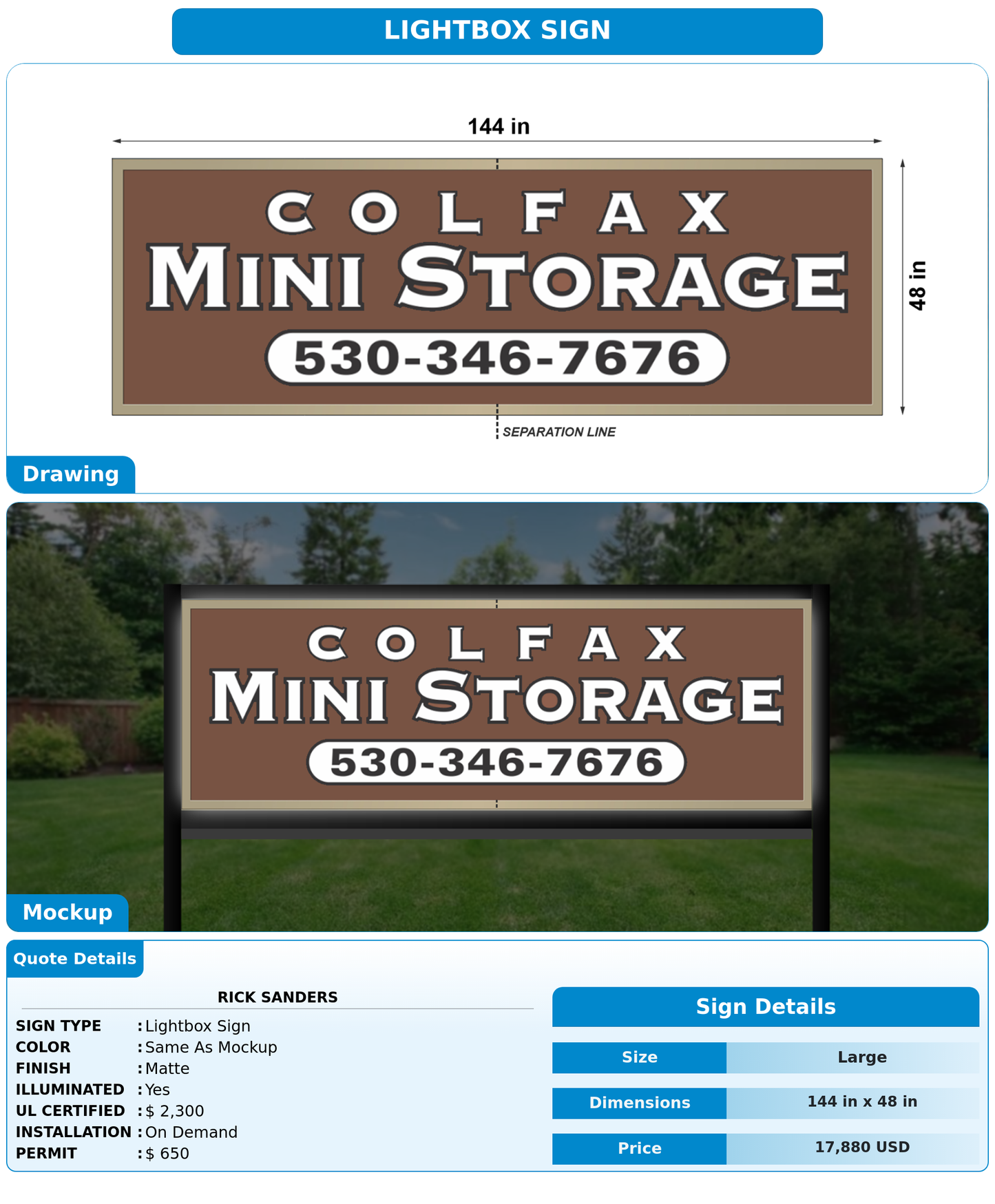 CUSTOM MOCKUP SIGN FOR Rick Sanders