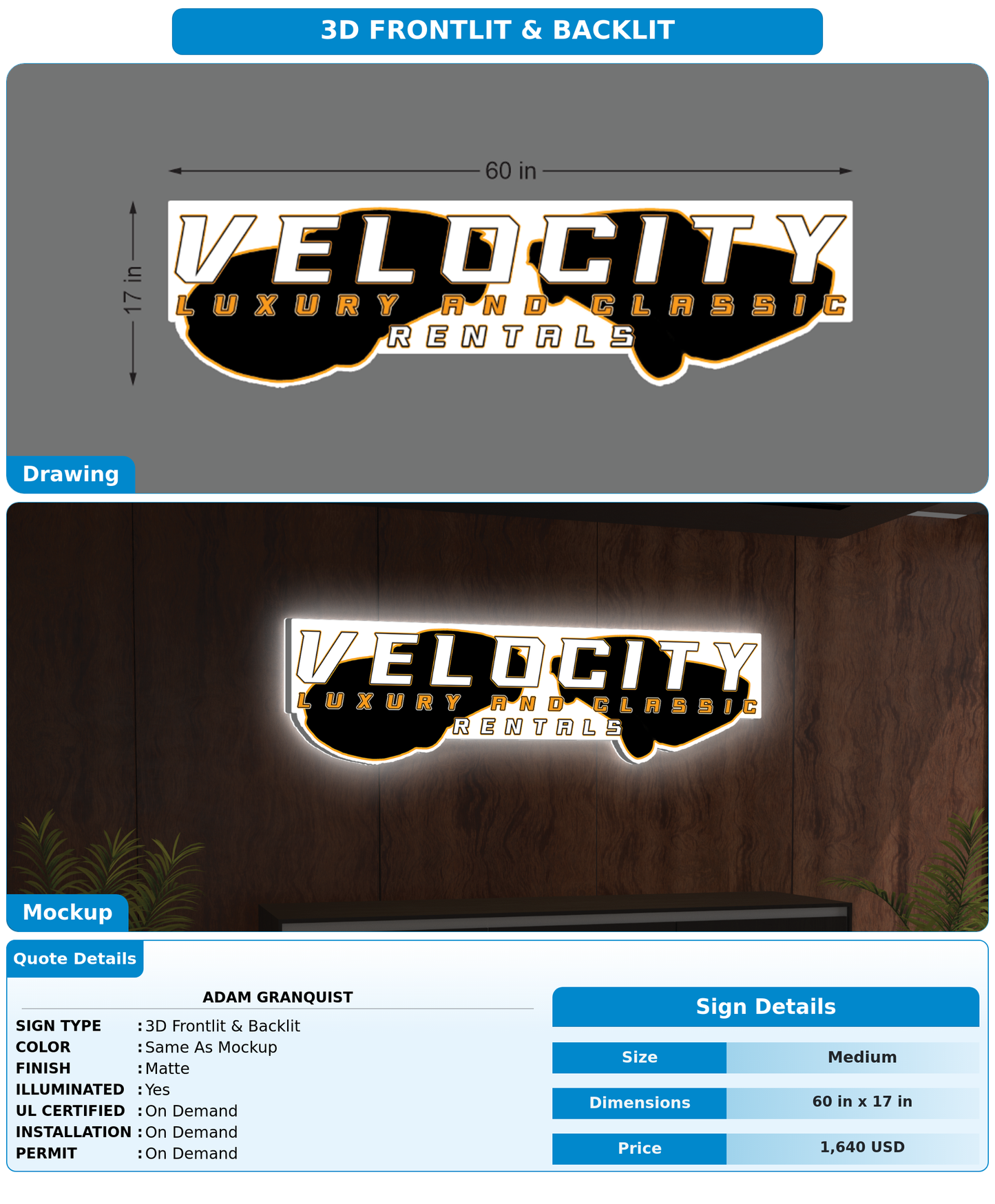 CUSTOM MOCKUP SIGN FOR Adam Granquist