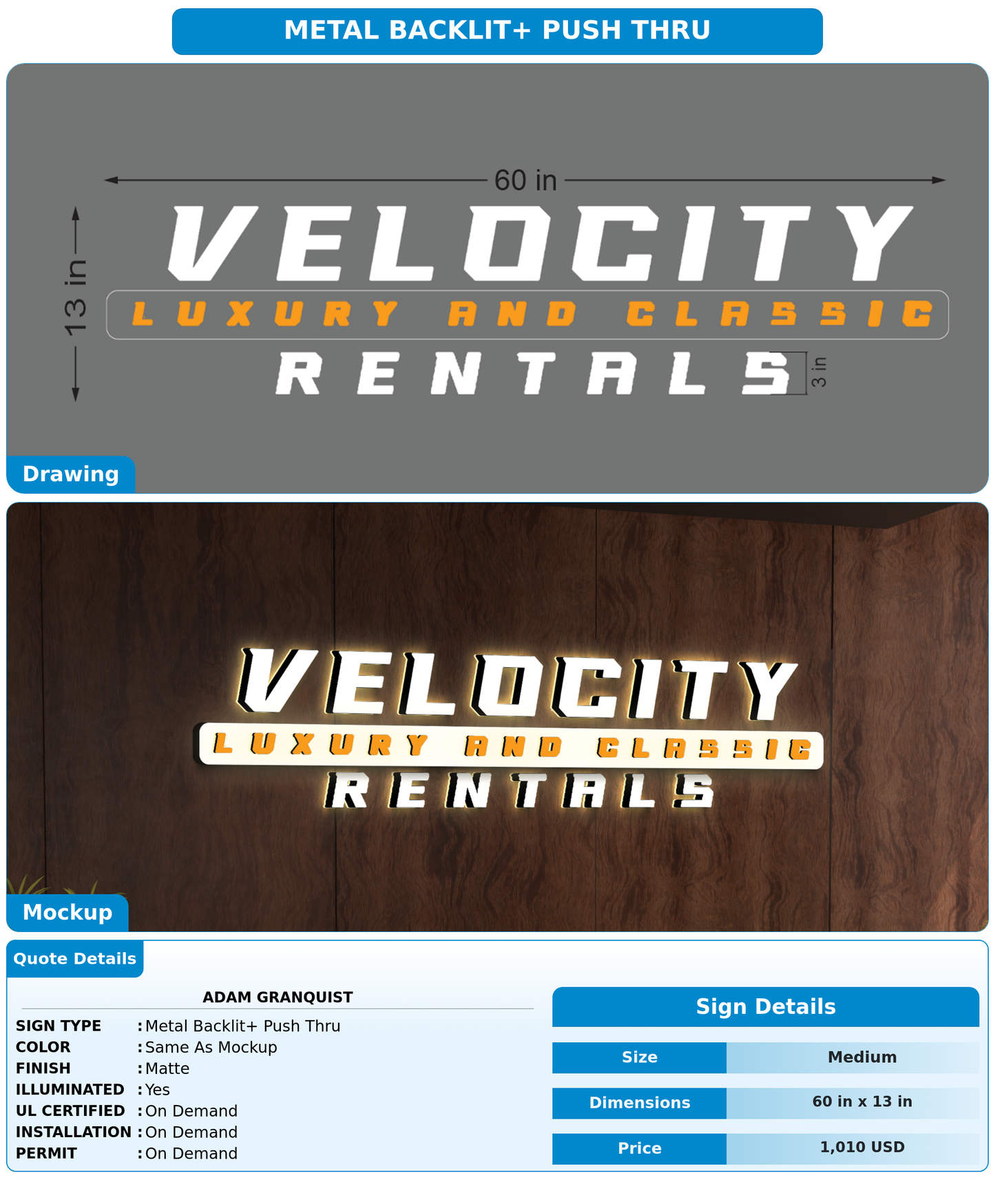 CUSTOM MOCKUP SIGN FOR Adam Granquist