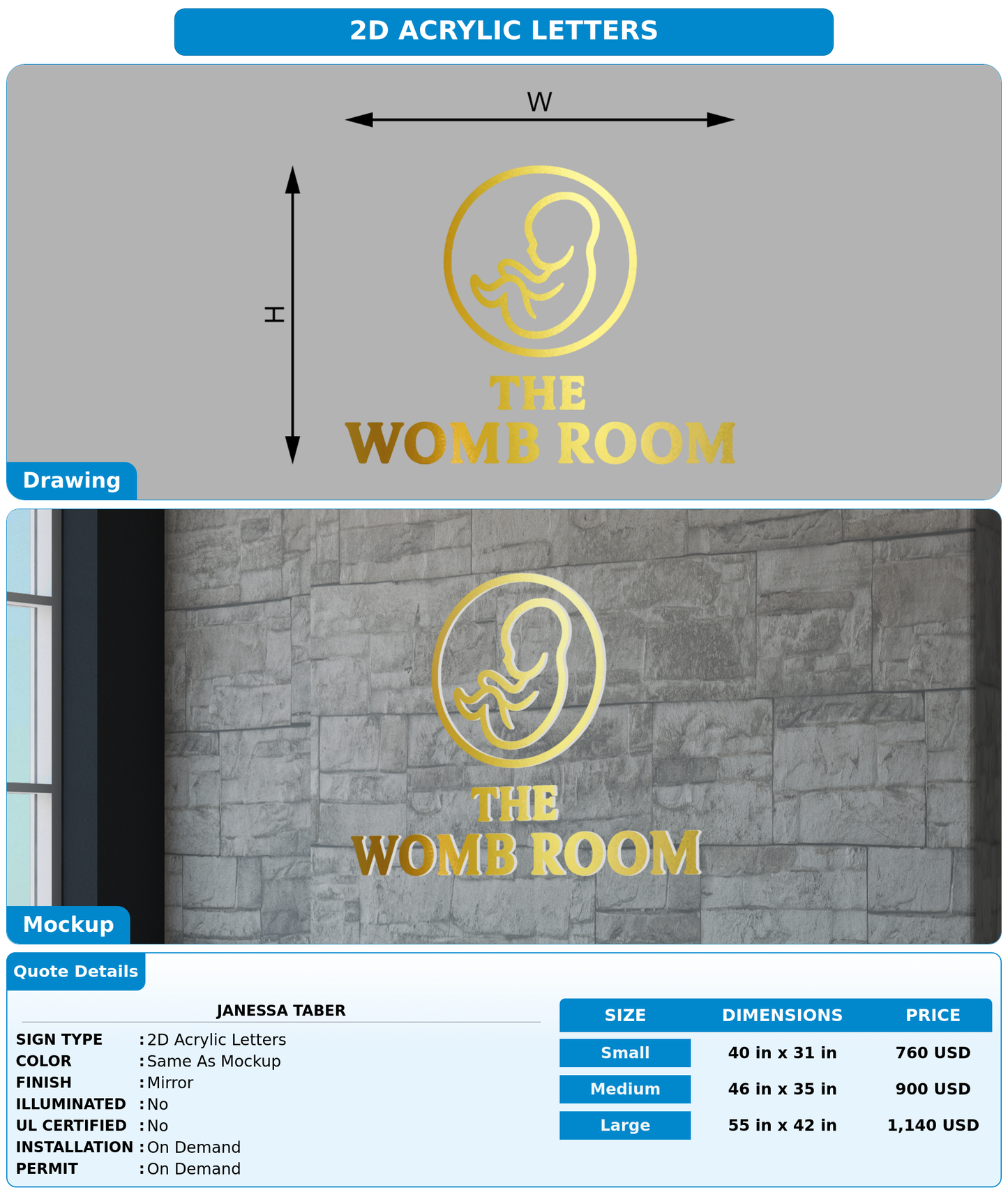 CUSTOM MOCKUP SIGN FOR Janessa Taber