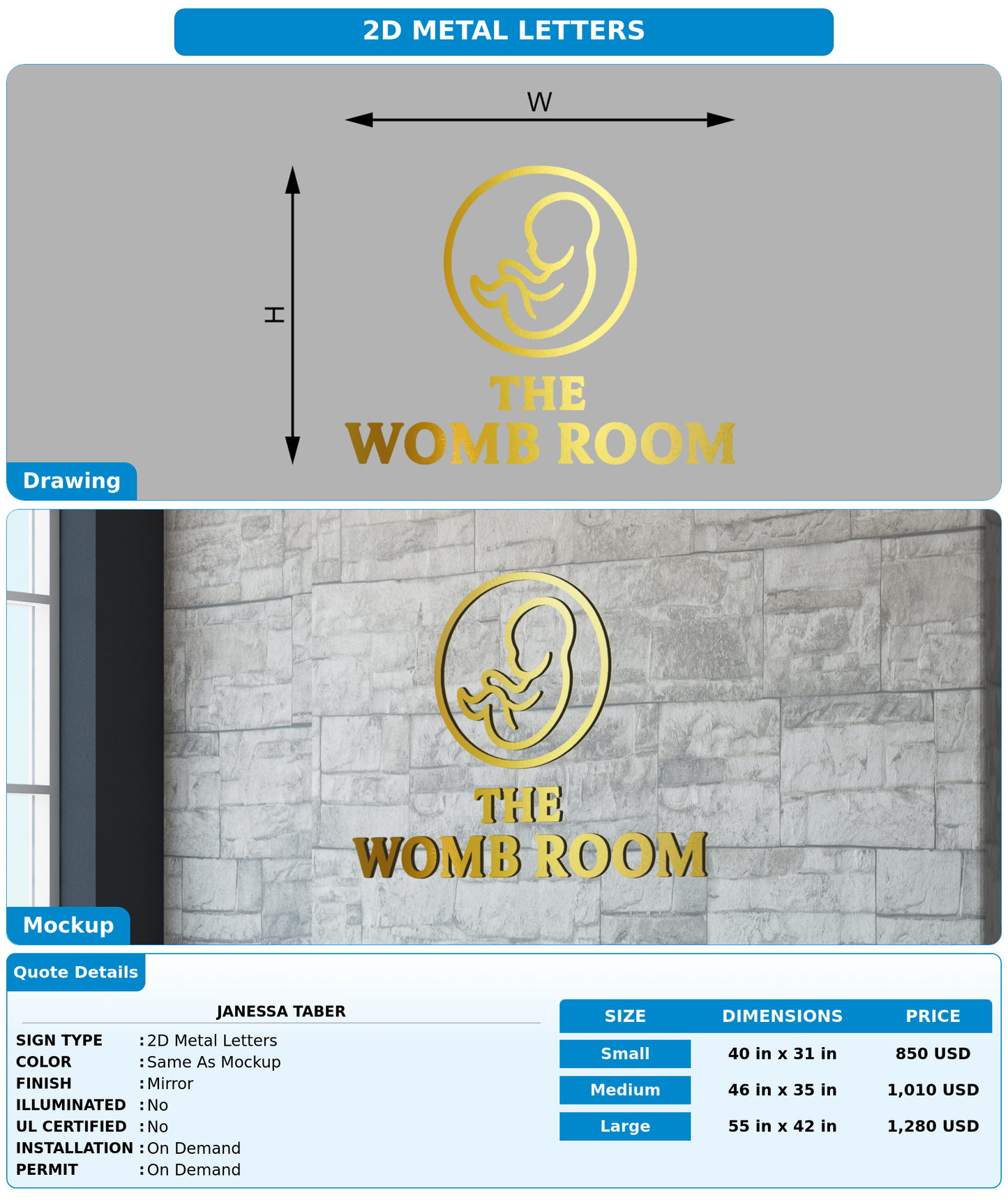CUSTOM MOCKUP SIGN FOR Janessa Taber