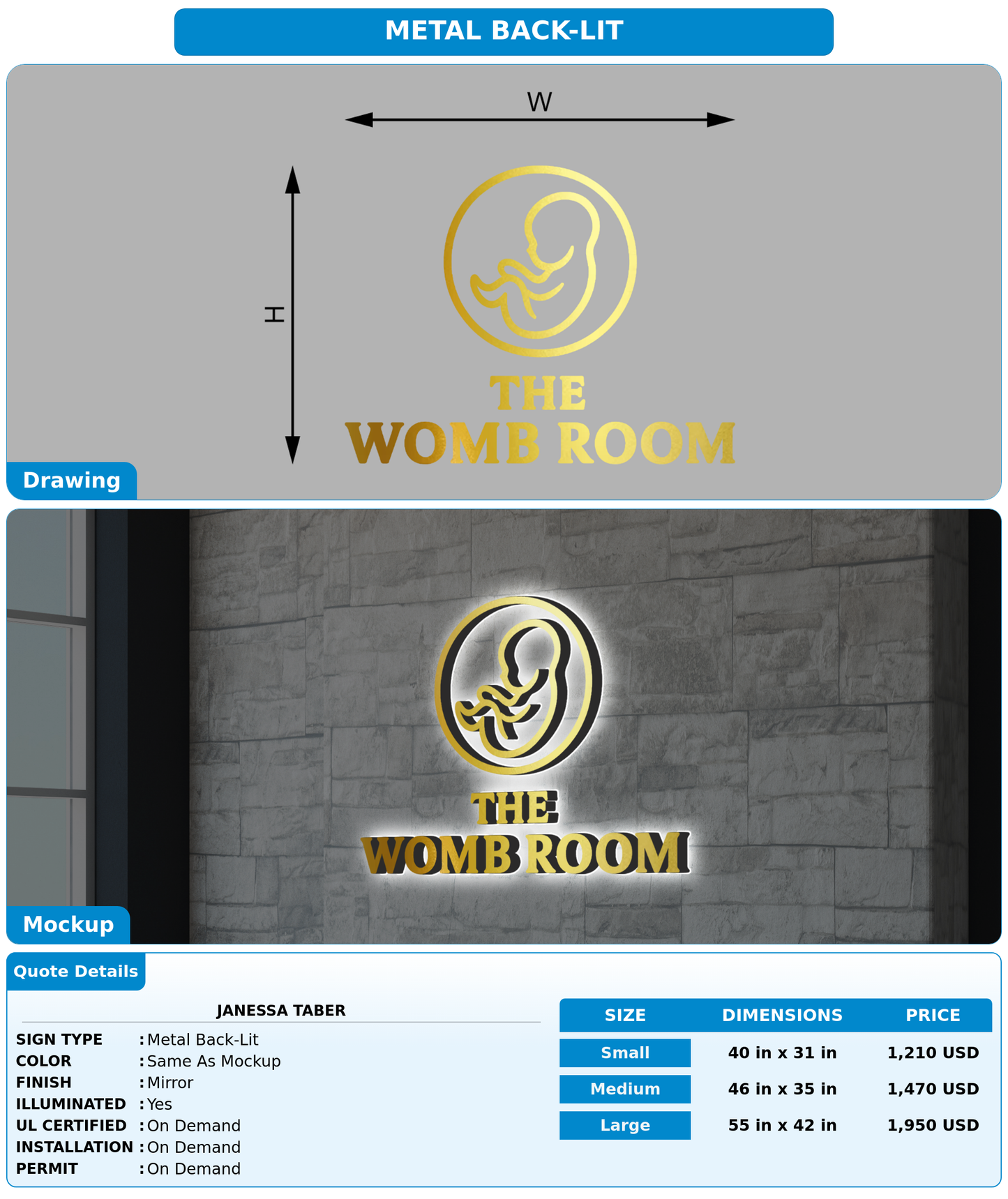 CUSTOM MOCKUP SIGN FOR Janessa Taber