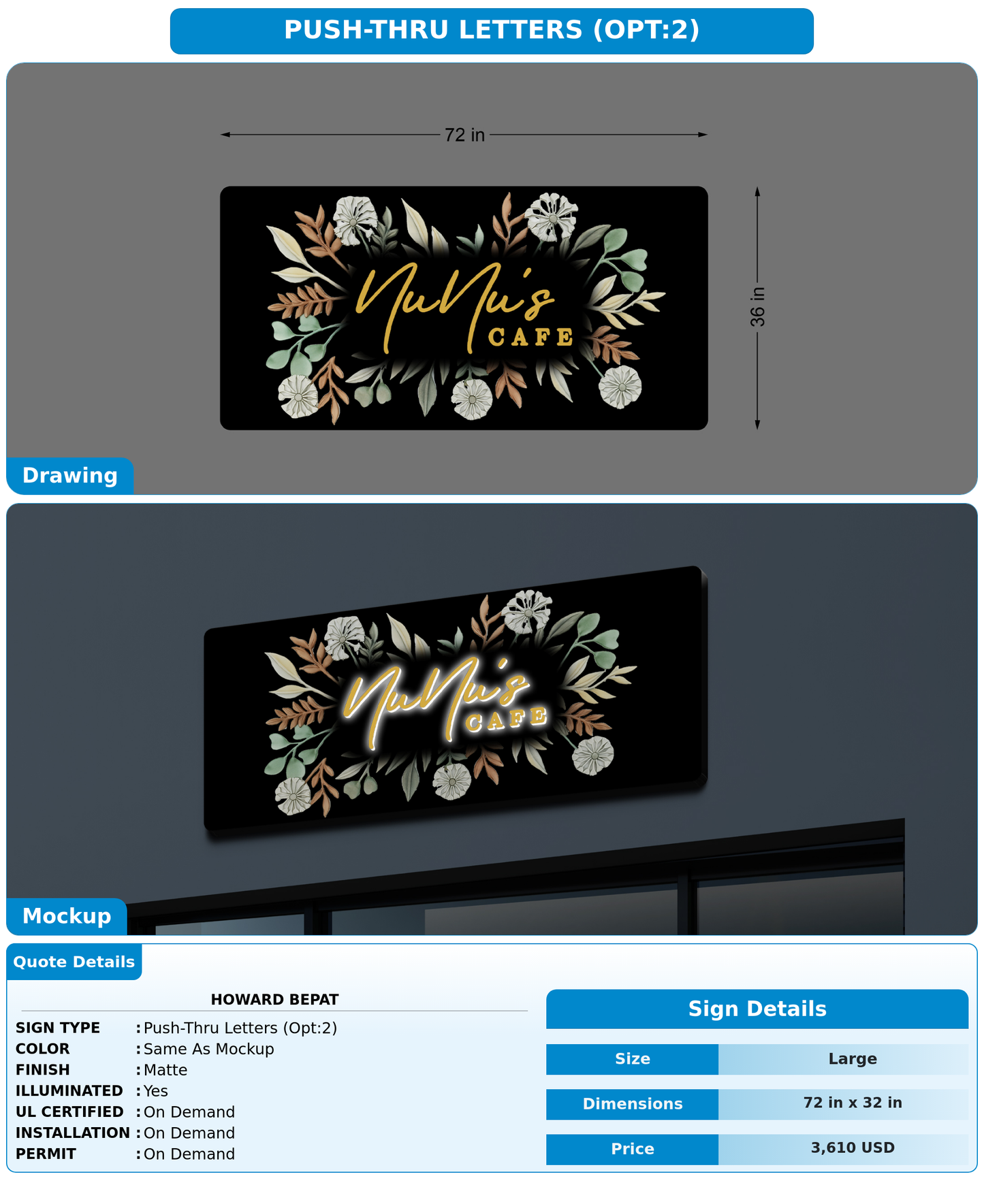 CUSTOM MOCKUP SIGN FOR howard bepat