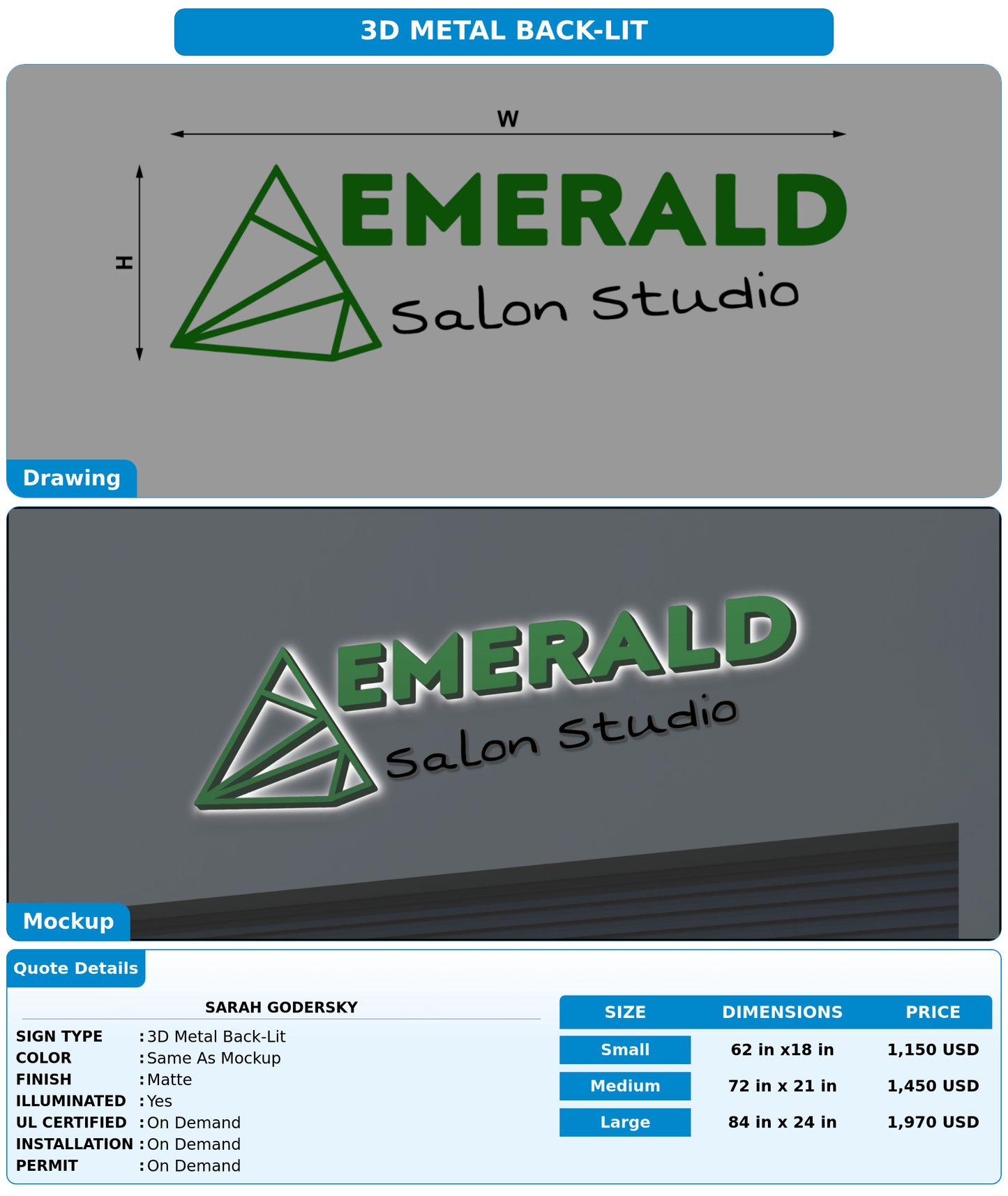 CUSTOM MOCKUP SIGN FOR Sarah godersky