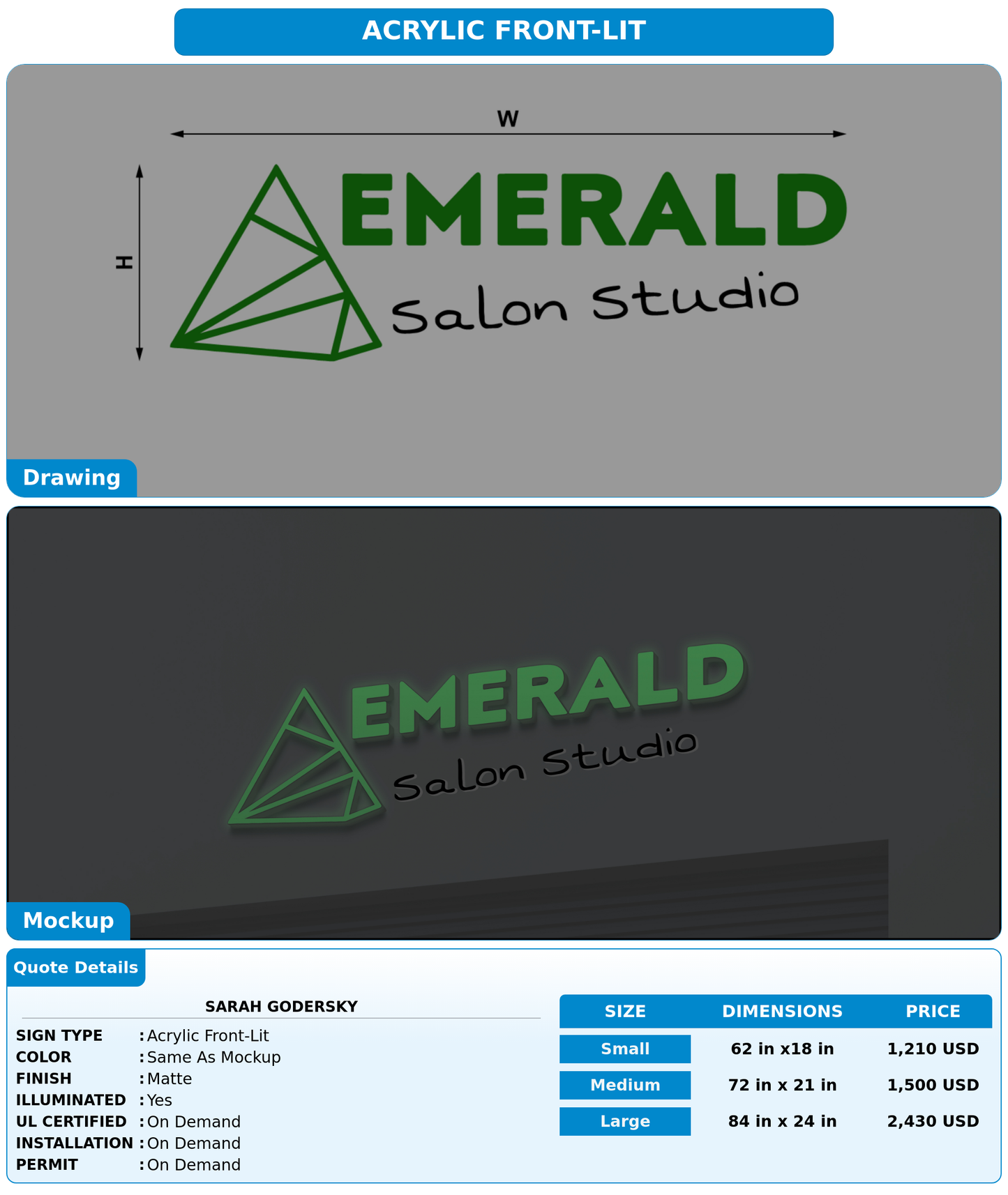 CUSTOM MOCKUP SIGN FOR Sarah godersky