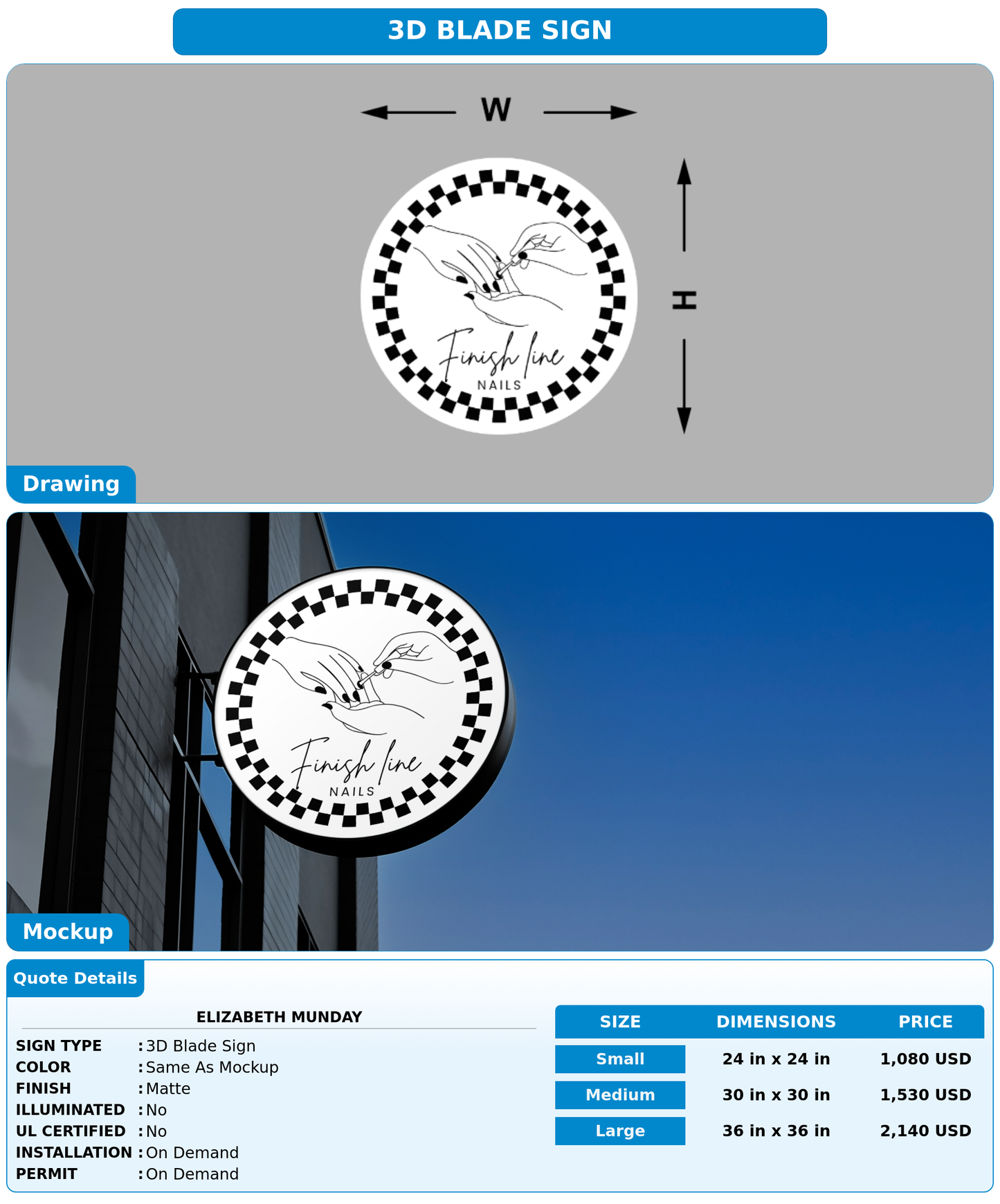 CUSTOM MOCKUP SIGN FOR Elizabeth Munday