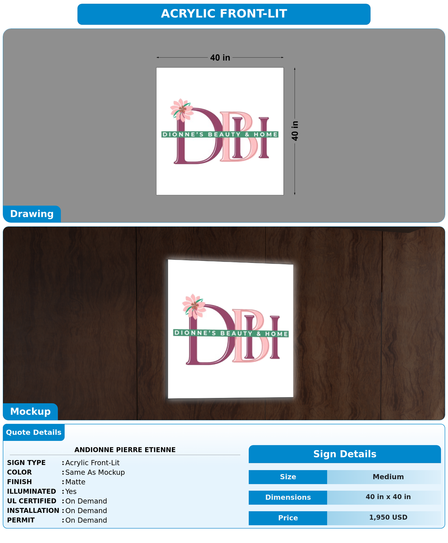 CUSTOM MOCKUP SIGN FOR Andionne Pierre Etienne