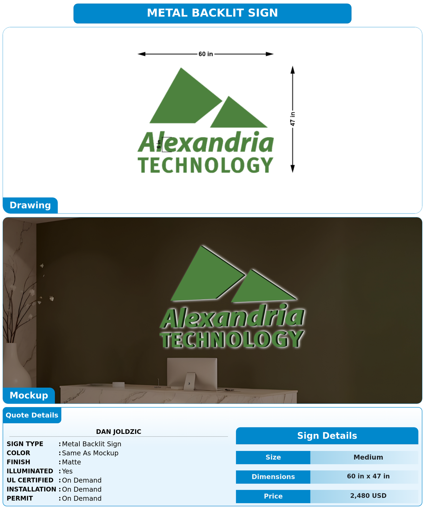 CUSTOM MOCKUP SIGN FOR Dan Joldzic