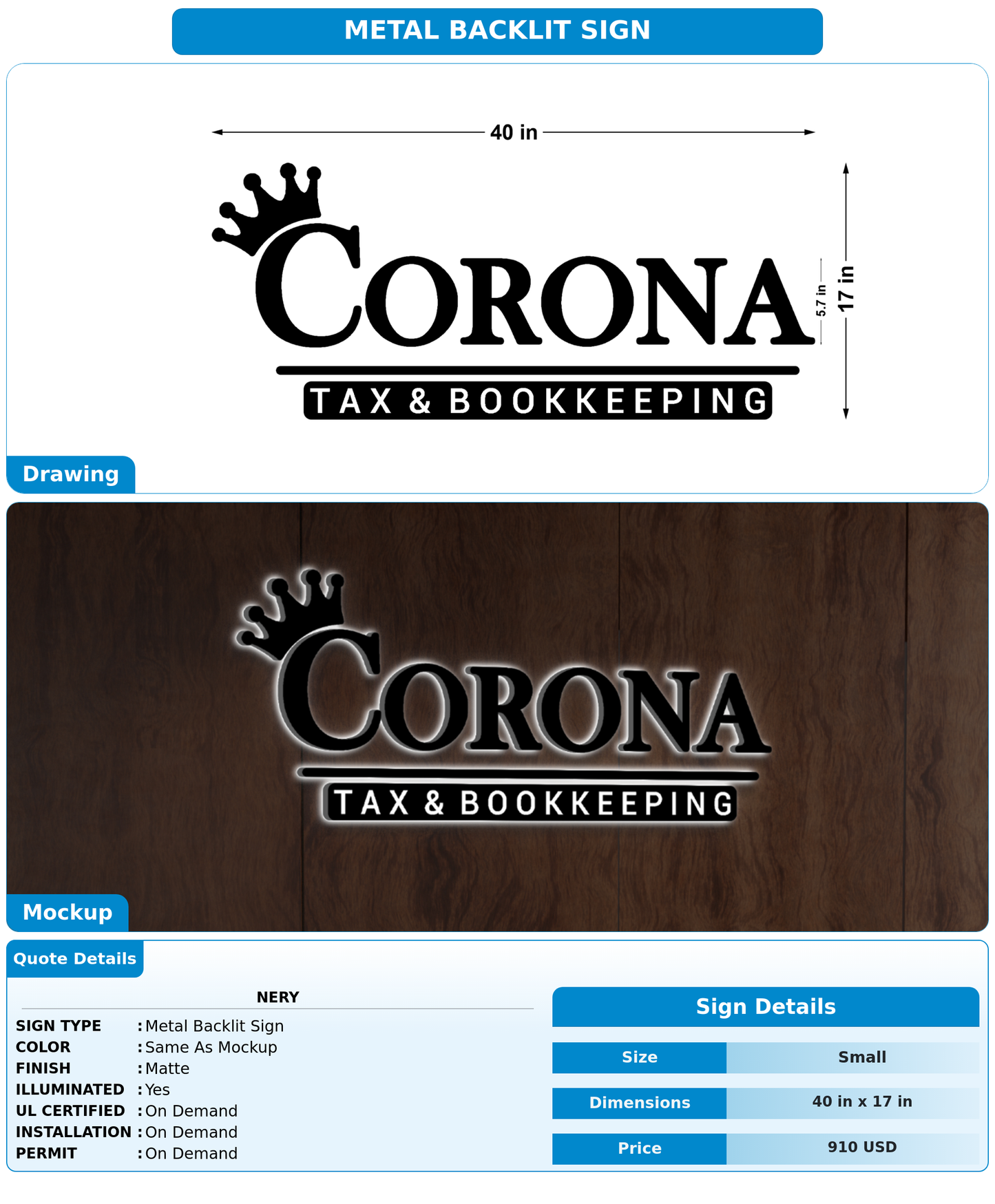 CUSTOM MOCKUP SIGN FOR NERY