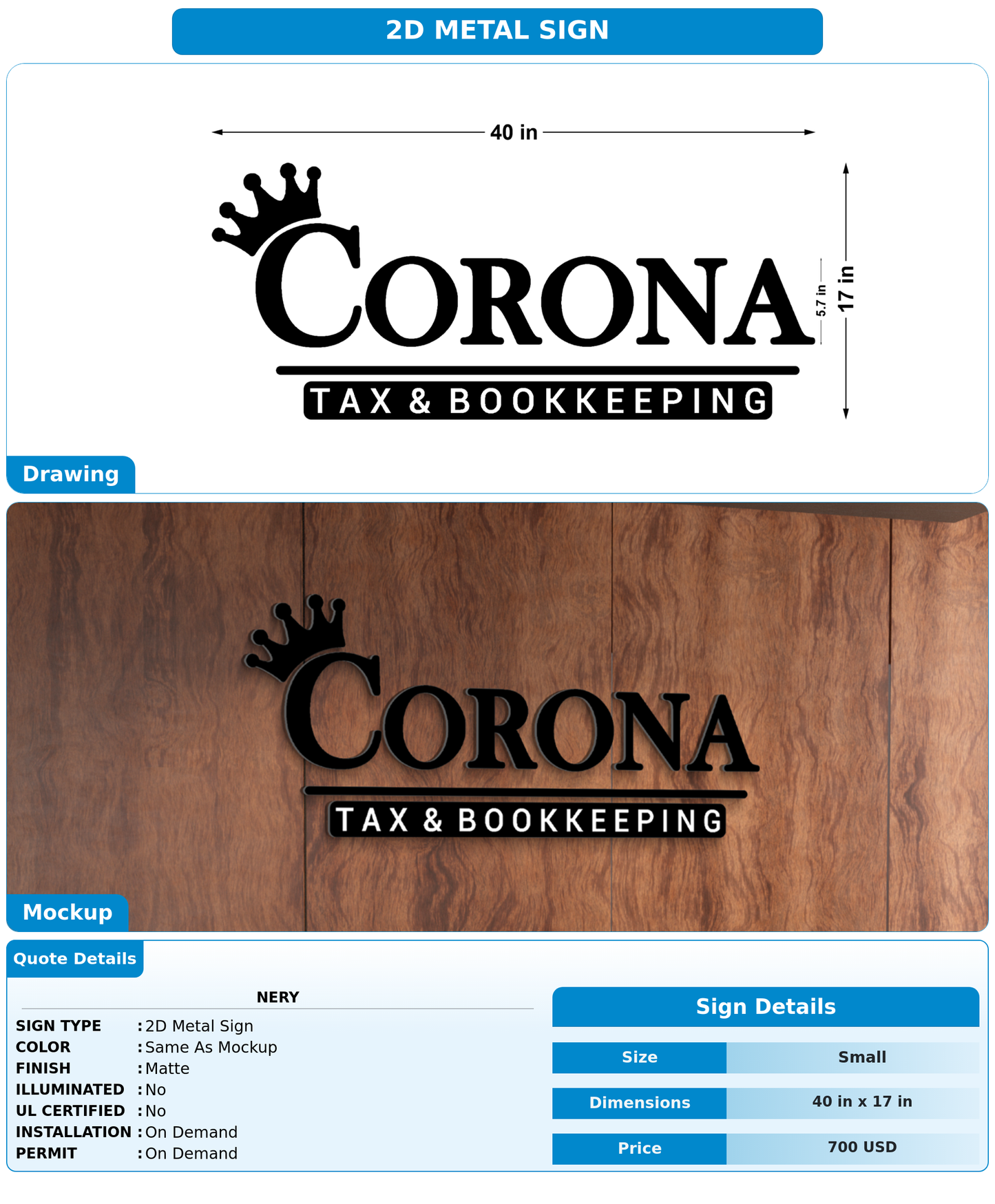 CUSTOM MOCKUP SIGN FOR NERY