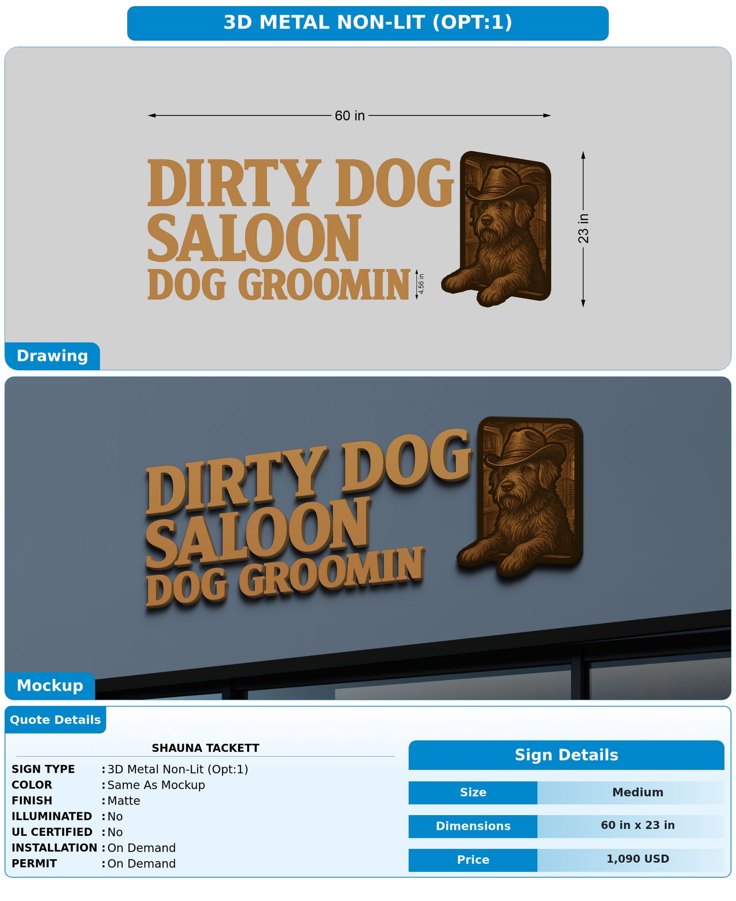 CUSTOM MOCKUP SIGN FOR Shauna Tackett