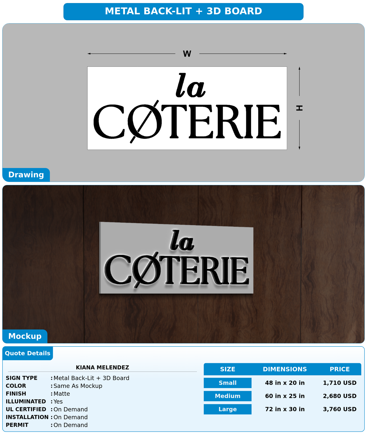 CUSTOM MOCKUP SIGN FOR Kiana Melendez