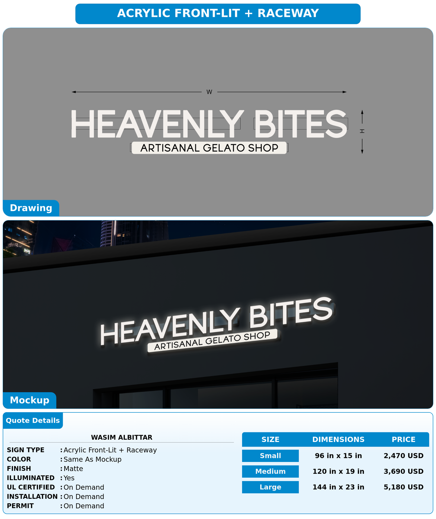 CUSTOM MOCKUP SIGN FOR WASIM  ALBITTAR