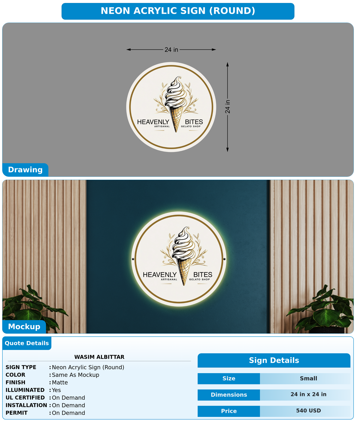 CUSTOM MOCKUP SIGN FOR WASIM  ALBITTAR