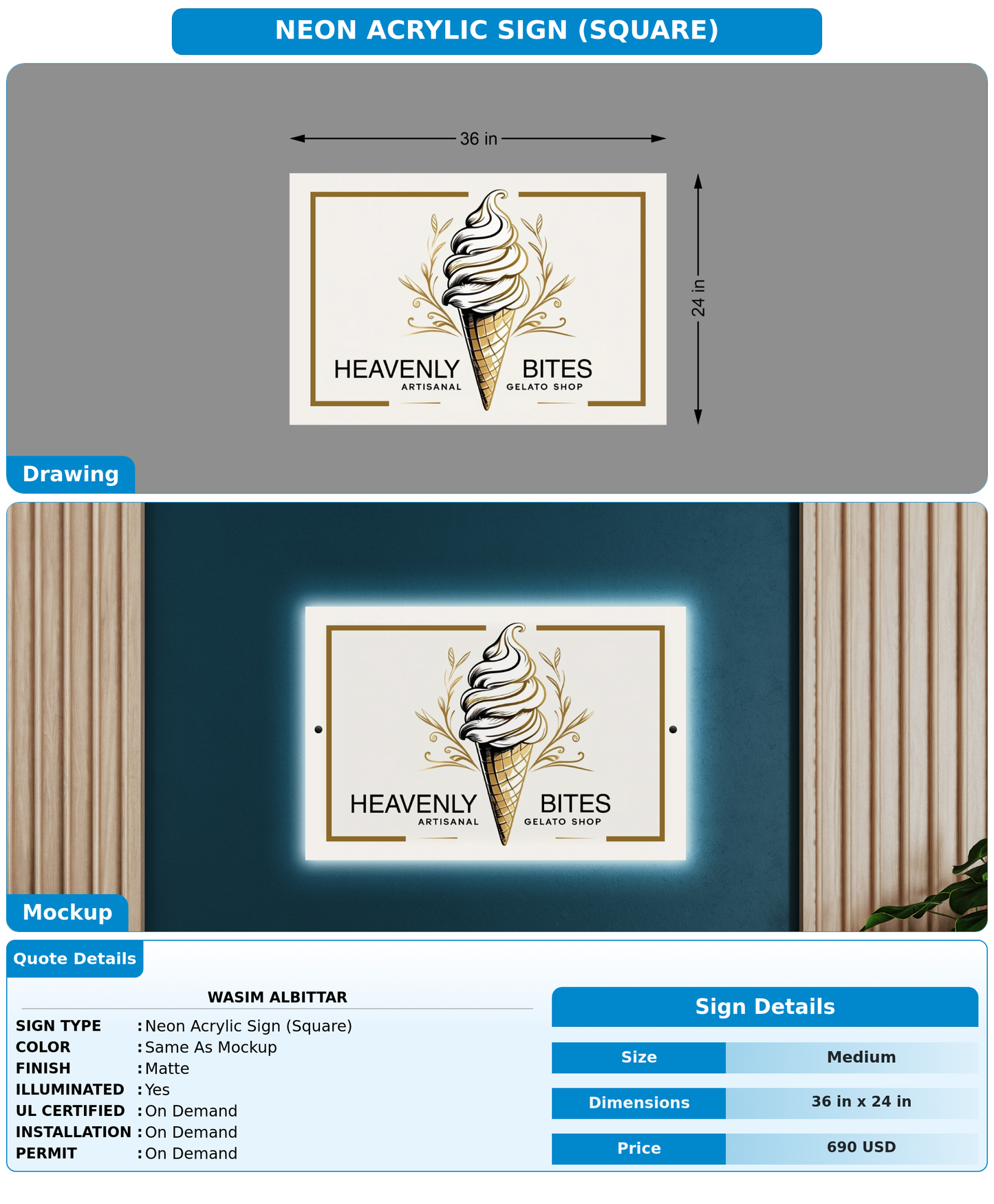 CUSTOM MOCKUP SIGN FOR WASIM  ALBITTAR