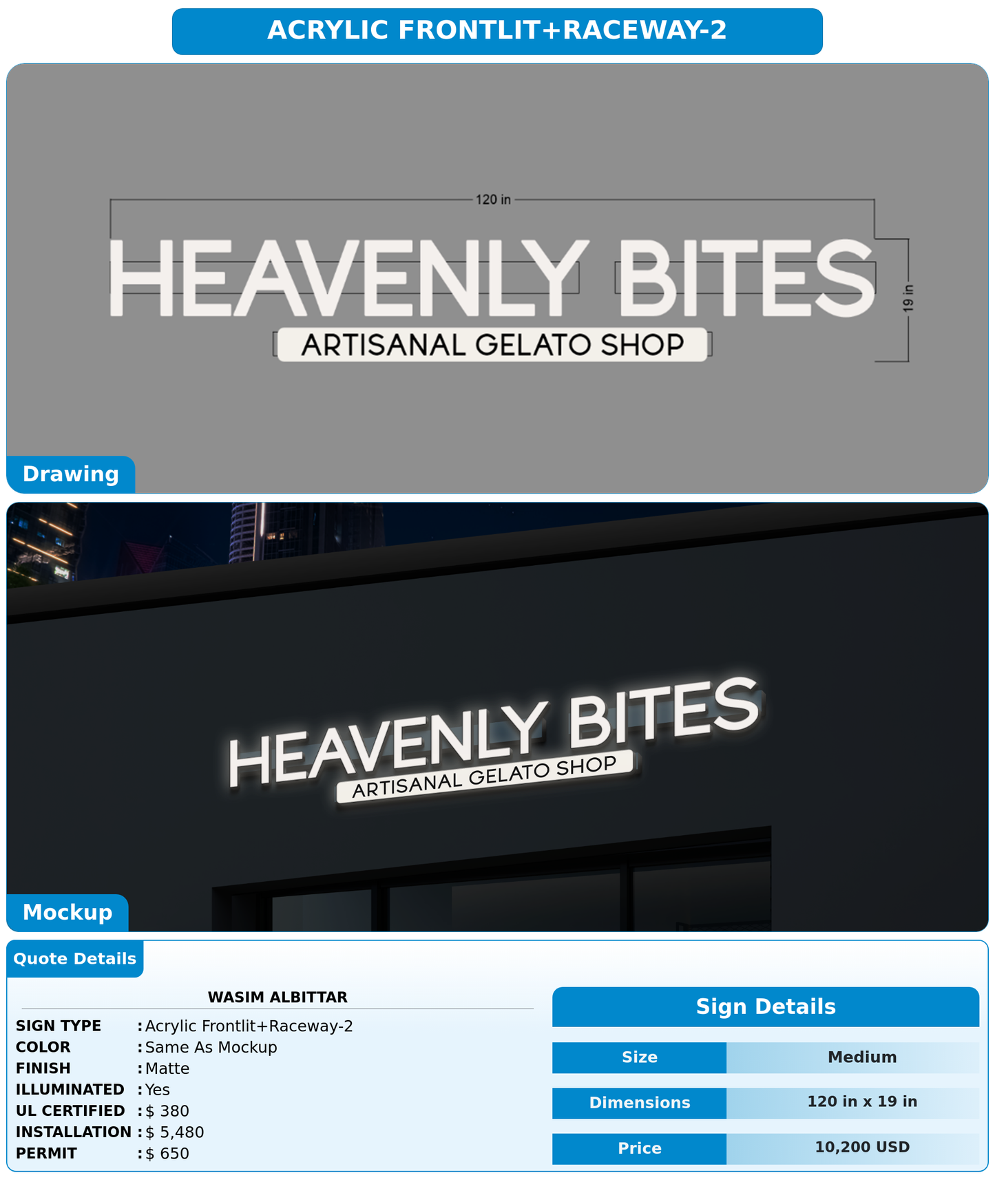 CUSTOM MOCKUP SIGN FOR WASIM  ALBITTAR