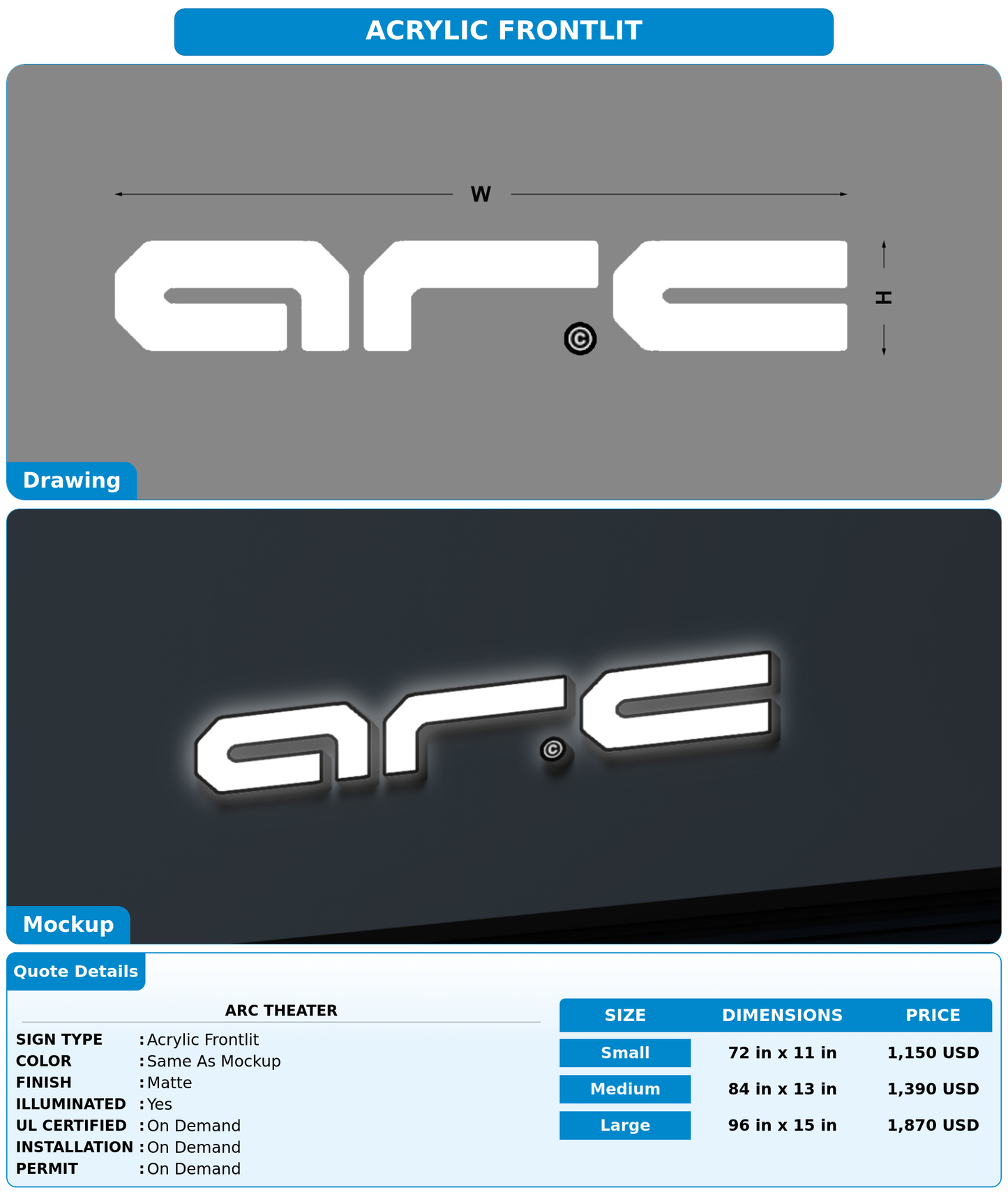 CUSTOM MOCKUP SIGN FOR ARC Theater