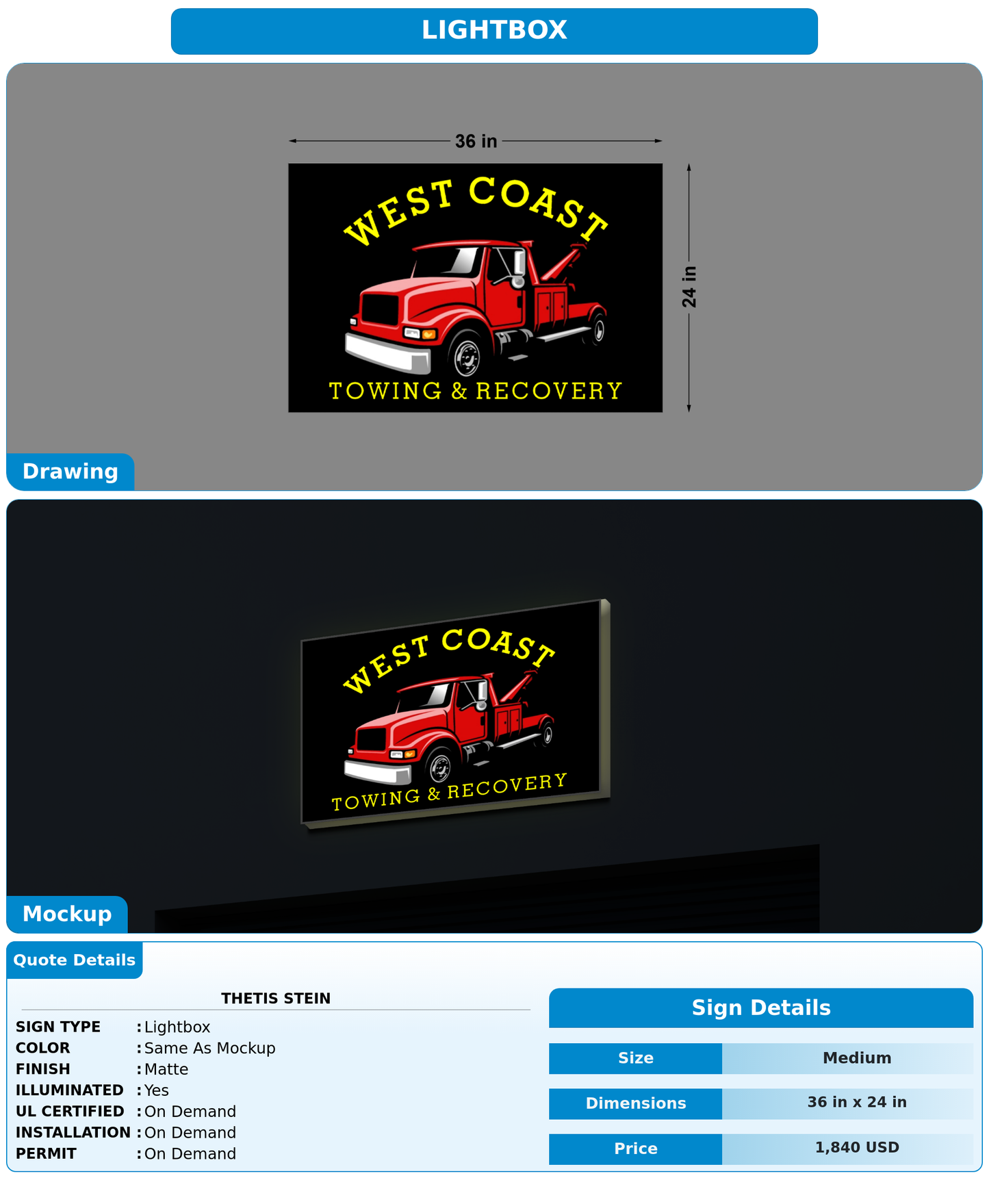 CUSTOM MOCKUP SIGN FOR Thetis Stein